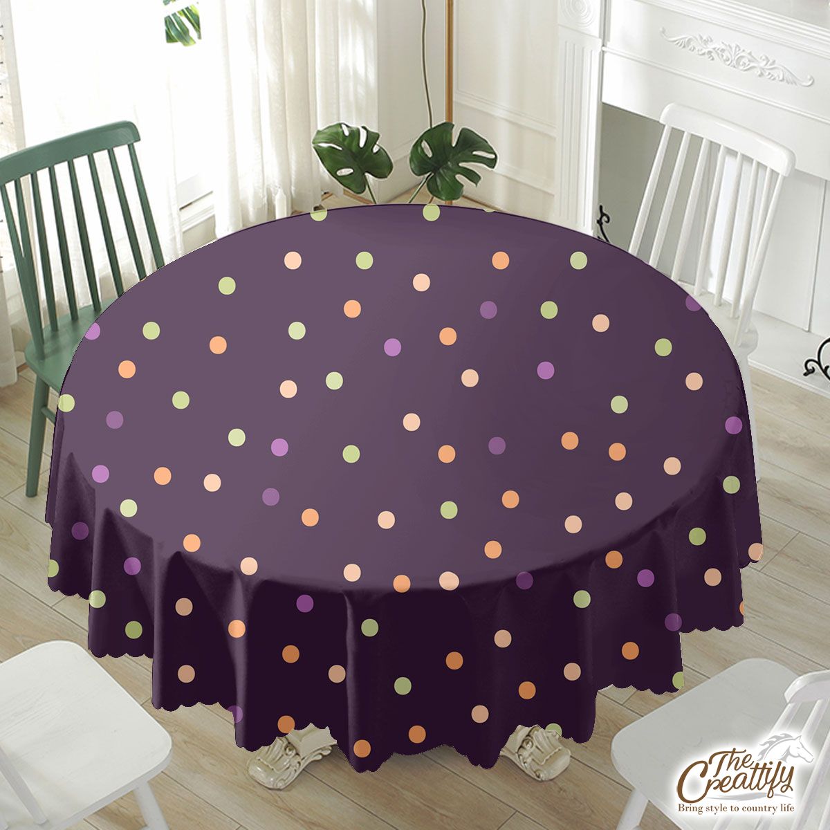 Halloween Full Colors Polka Dot Geometric Waterproof Tablecloth