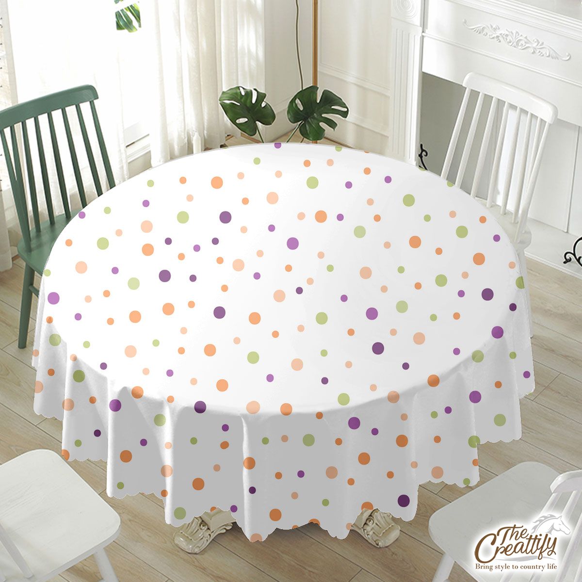 Halloween Polka Dot Geometric Seamless Pattern Waterproof Tablecloth