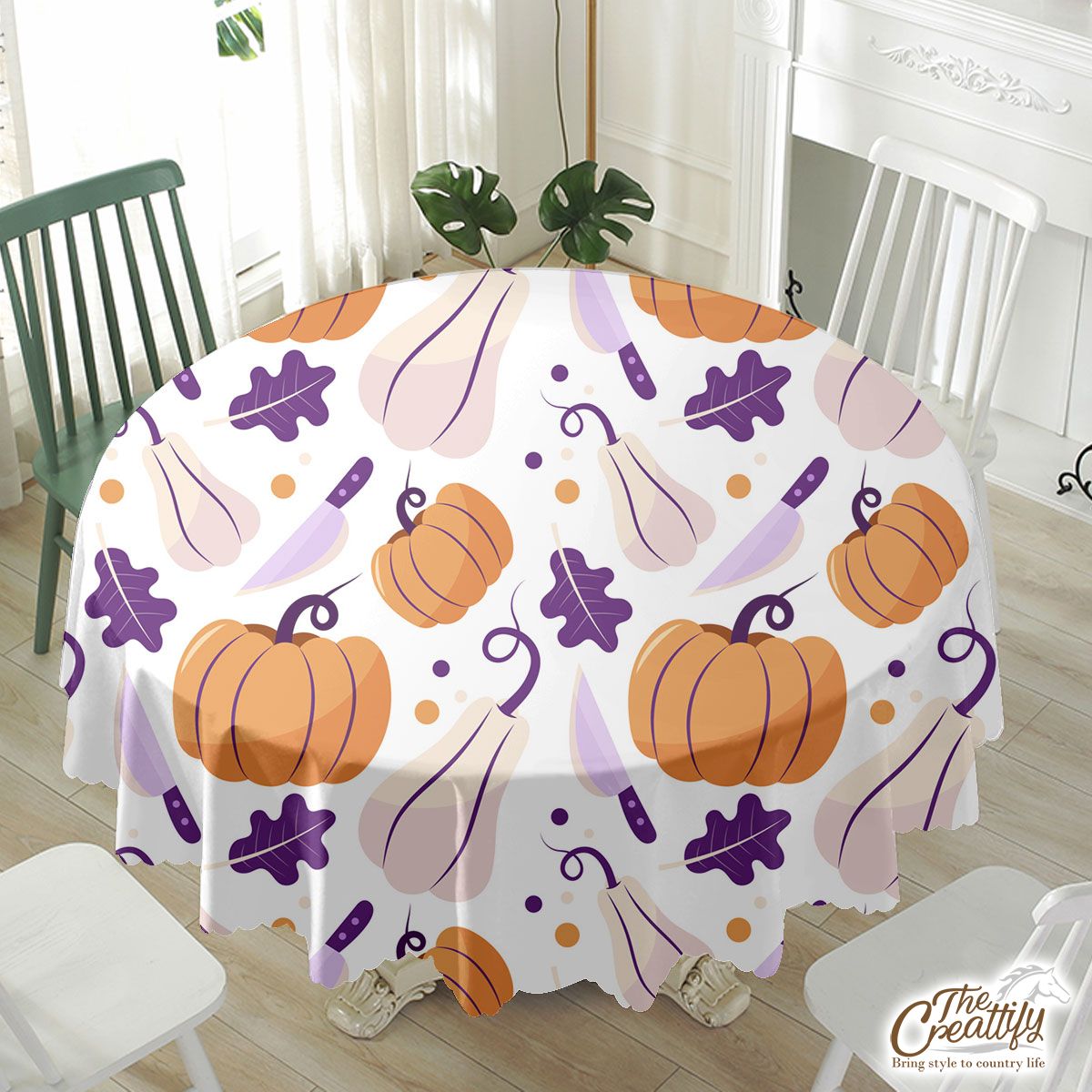 Halloween Scary With Cute Pumpkin, Jack O Lantern White Waterproof Tablecloth