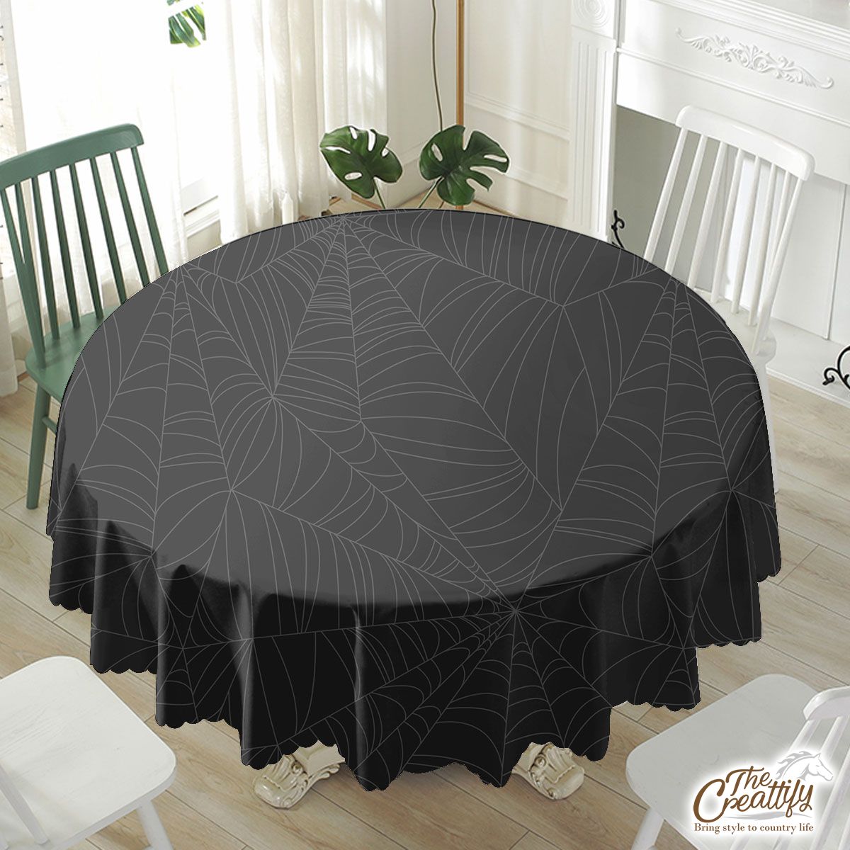 Halloween Spider And Dark Waterproof Tablecloth
