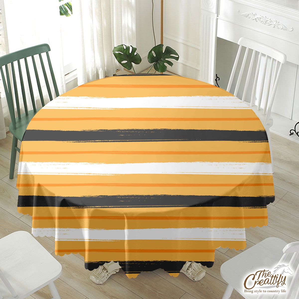 Halloween Yellow Line Pattern Waterproof Tablecloth