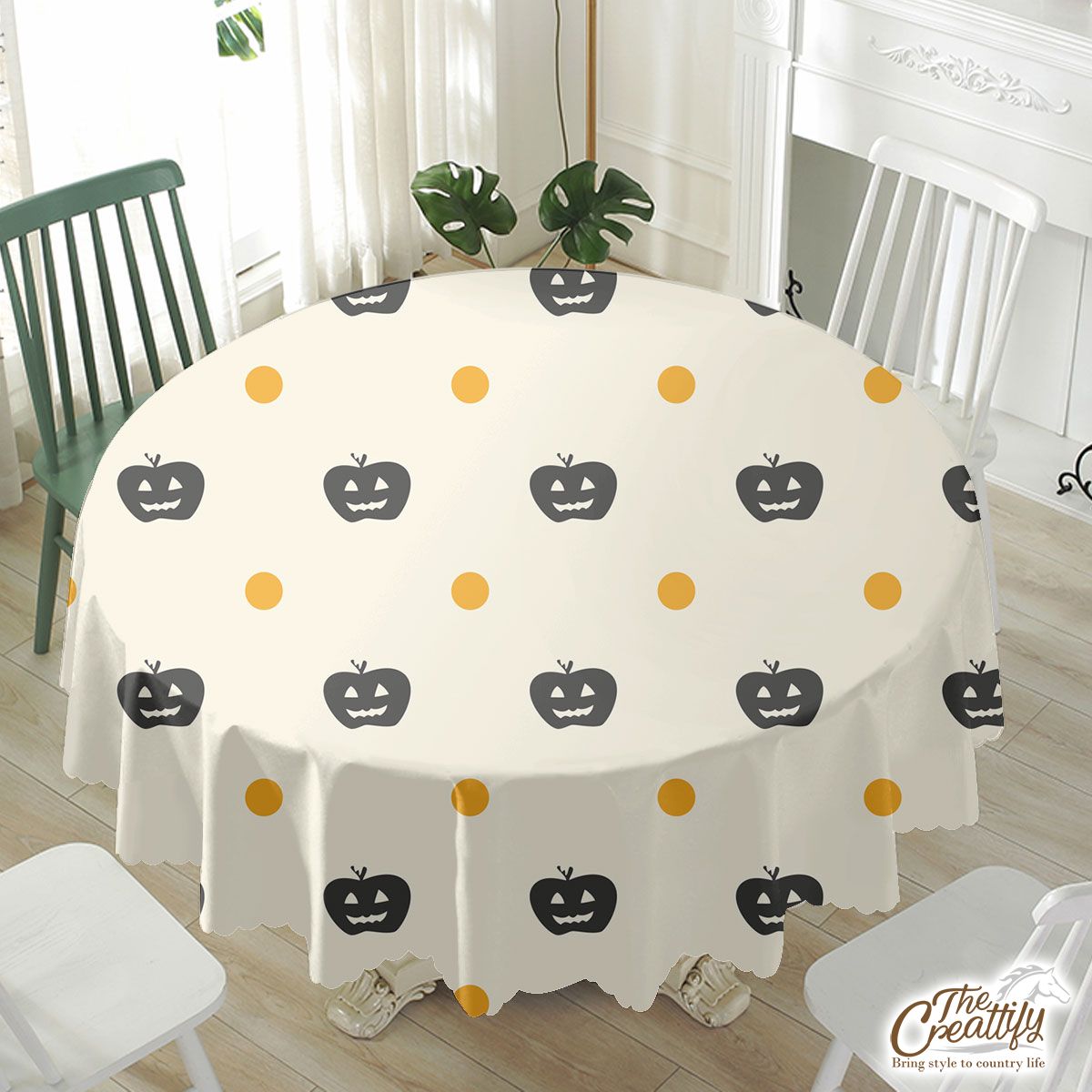 Pumpkin Halloween Scary Jack O Lantern Faces Waterproof Tablecloth
