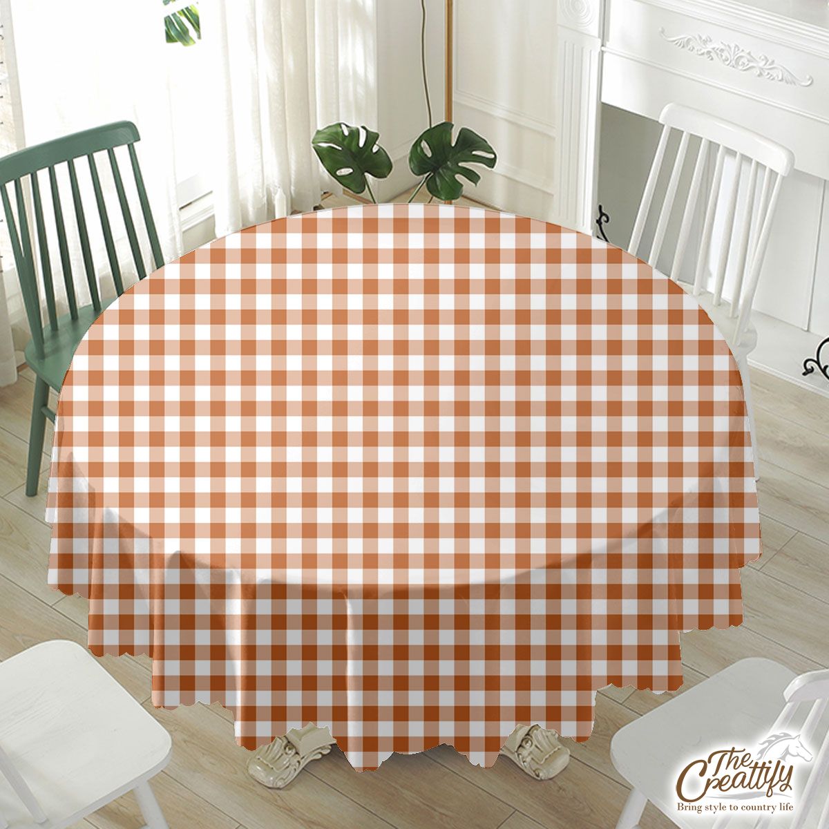Red And White Plaid Pattern Halloween Waterproof Tablecloth