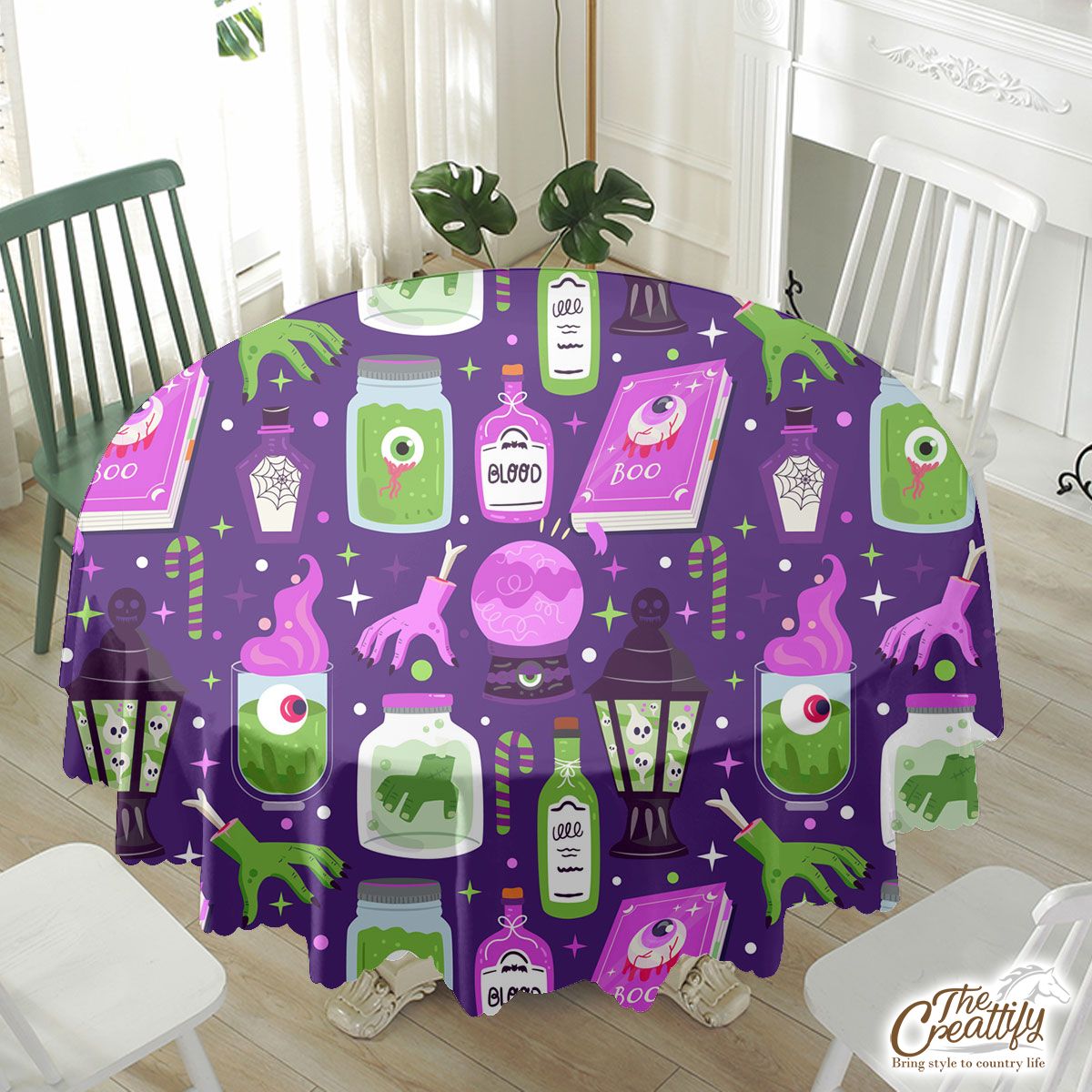Witch Potions, Creepy Hand, Blood, Wicked Witches Dark Halloween Waterproof Tablecloth