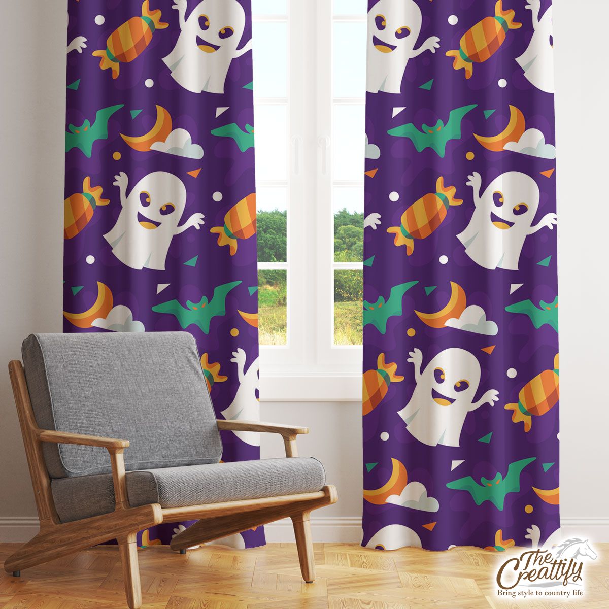Best Halloween Boo Ghost Candy Window Curtain