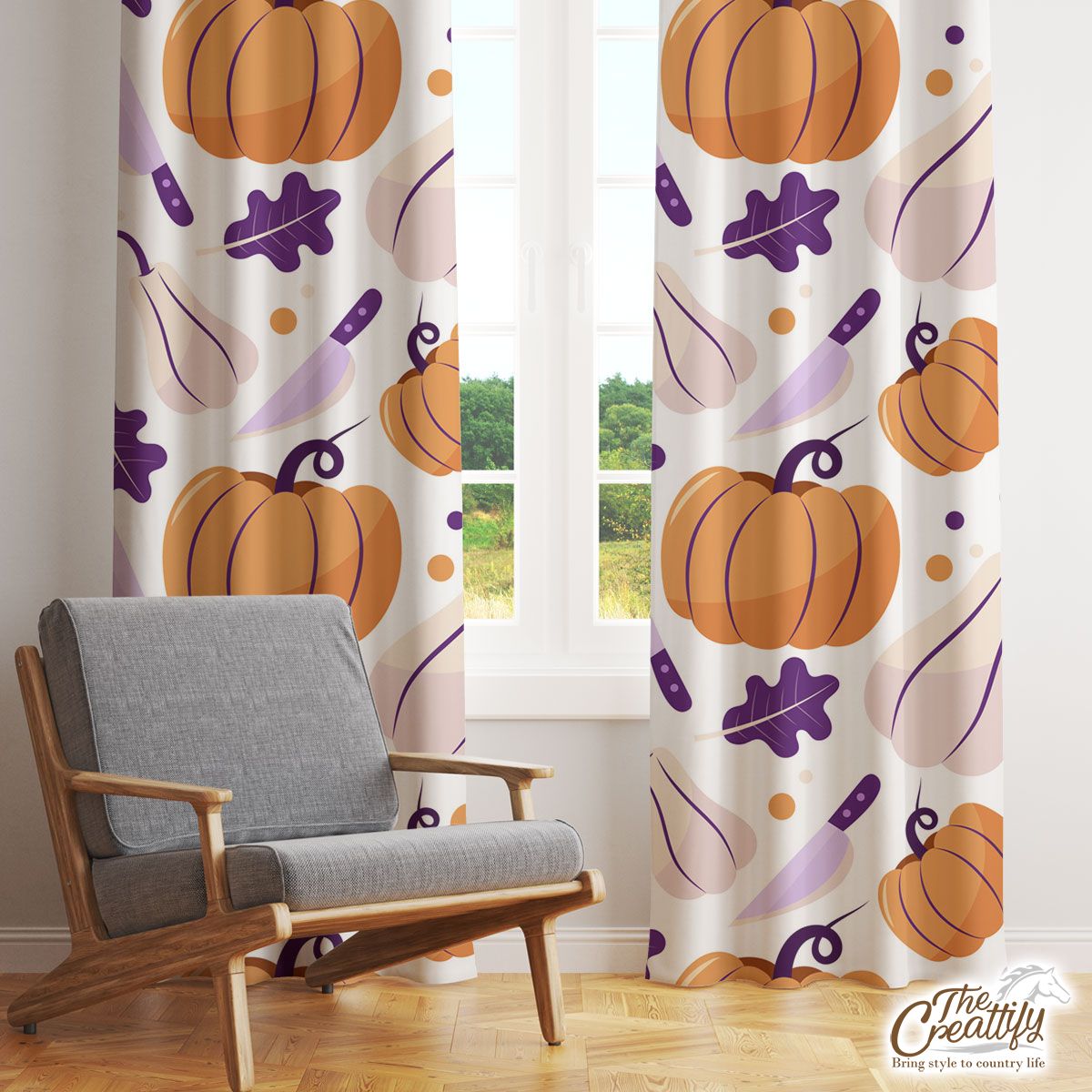Halloween Scary With Cute Pumpkin, Jack O Lantern White Window Curtain