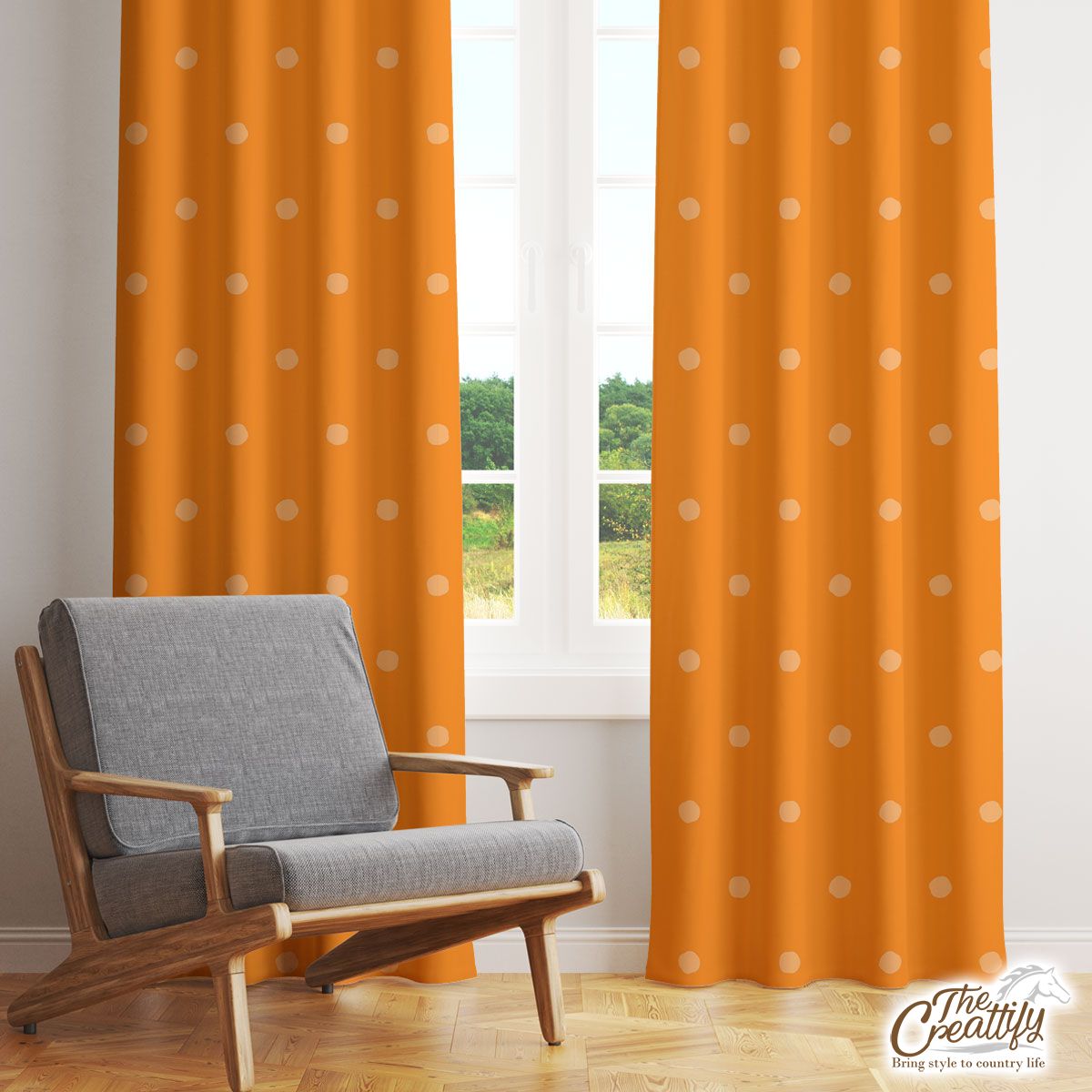 Halloween Yellow Dot Pattern Window Curtain