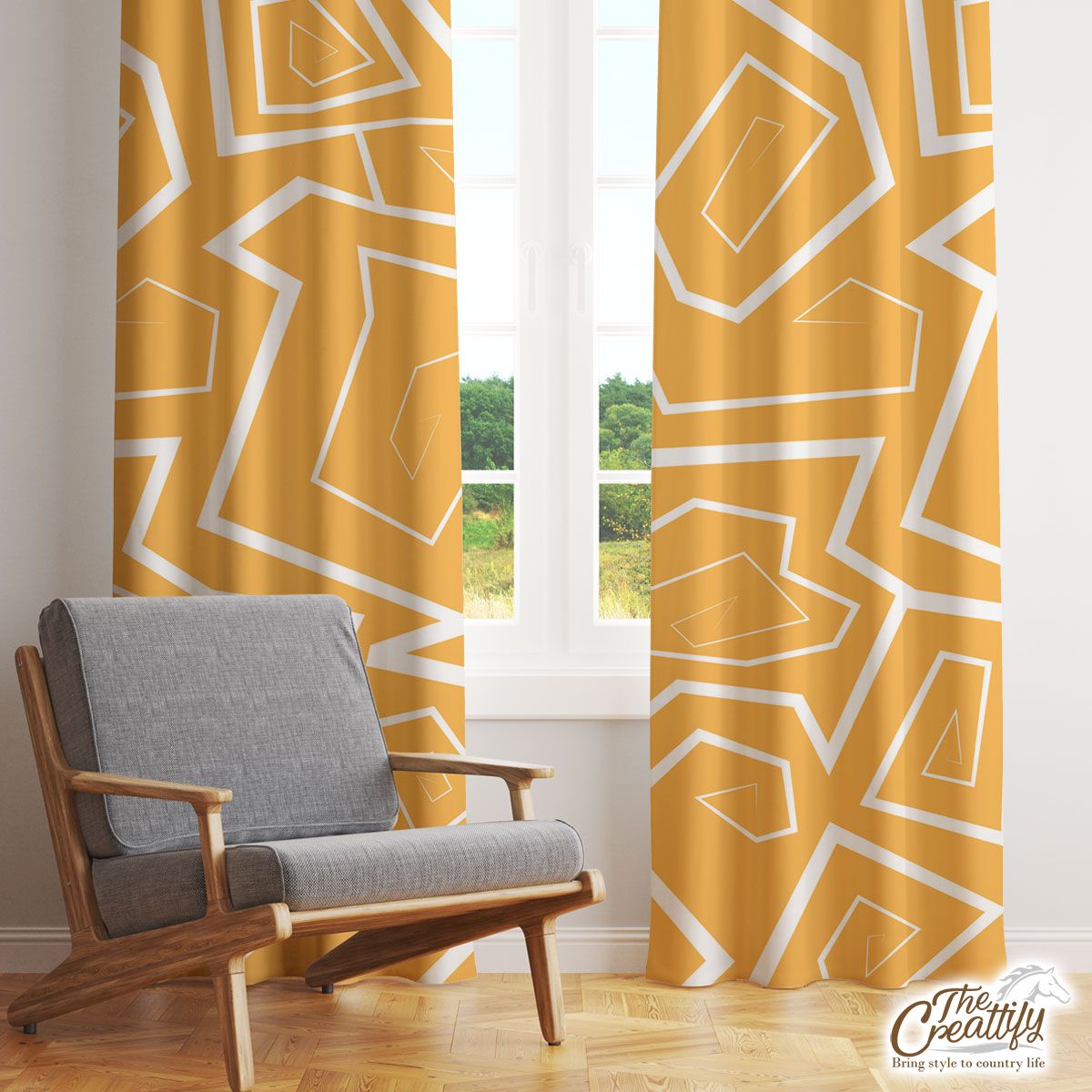 Halloween Yellow Pattern Window Curtain