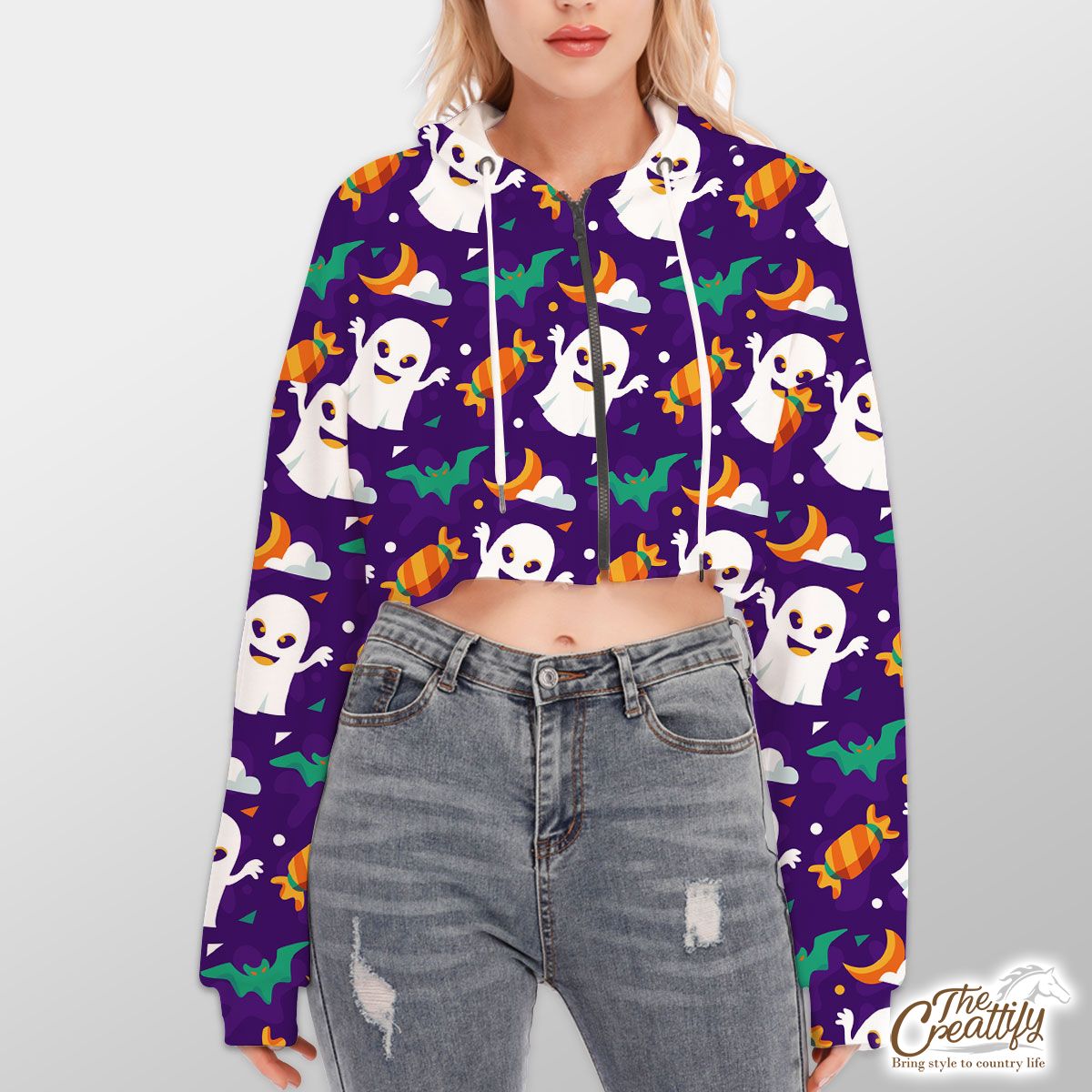 Best Halloween Boo Ghost Candy Hoodie With Zipper Closure