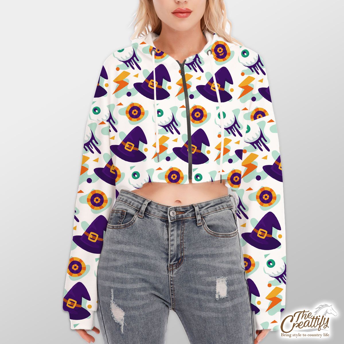 Cute Halloween Witch, Wicked Witches Hoodie With Zipper Closure