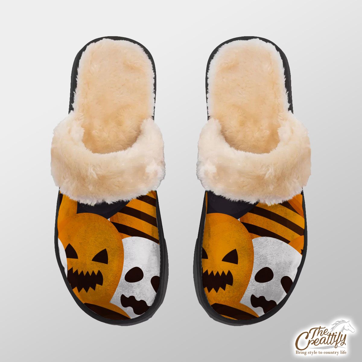 Halloween Balloons With Scary Faces Home Plush Slippers