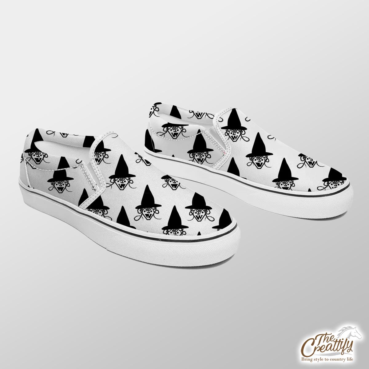 Black Halloween With On White Background Slip On Sneakers