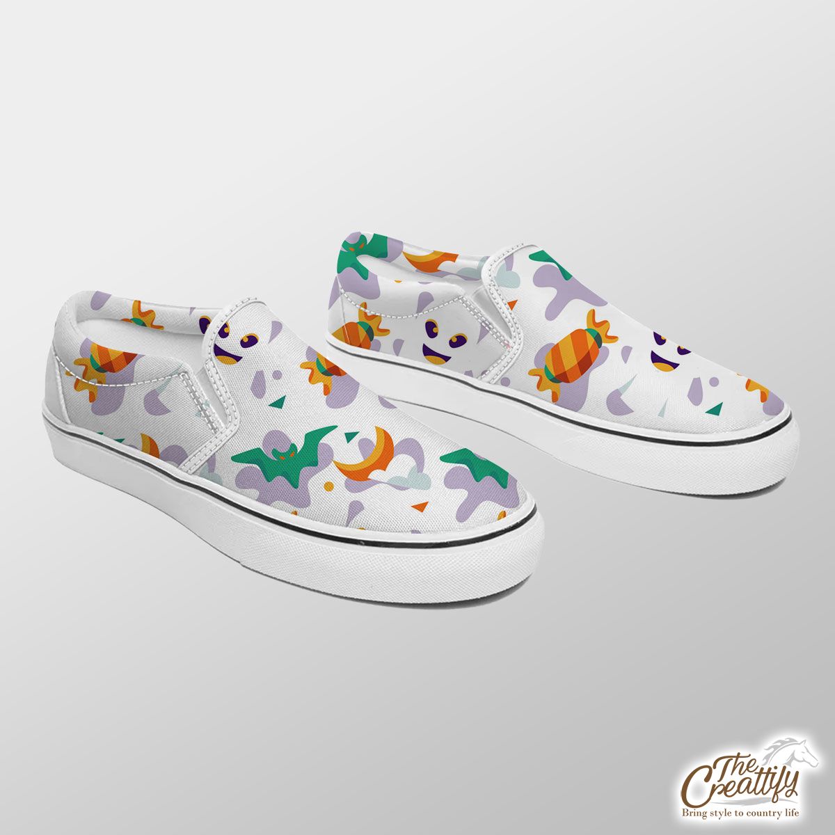 Funny Halloween Ghost Boo, Halloween Candy Slip On Sneakers