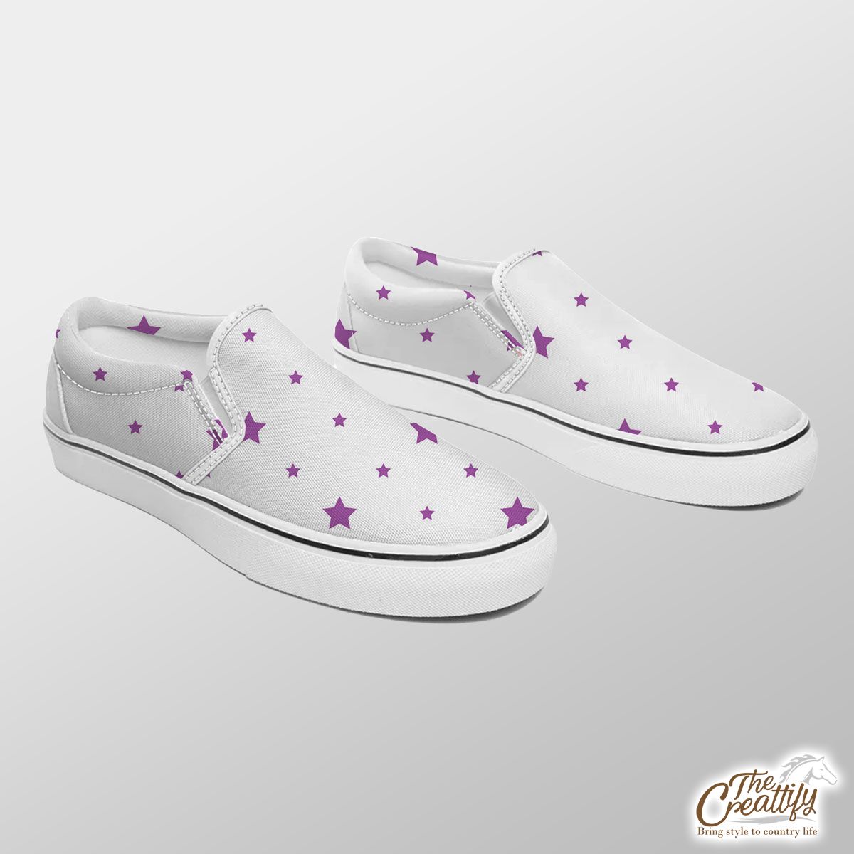 Halloween Purple Stars Seamless Pattern Slip On Sneakers