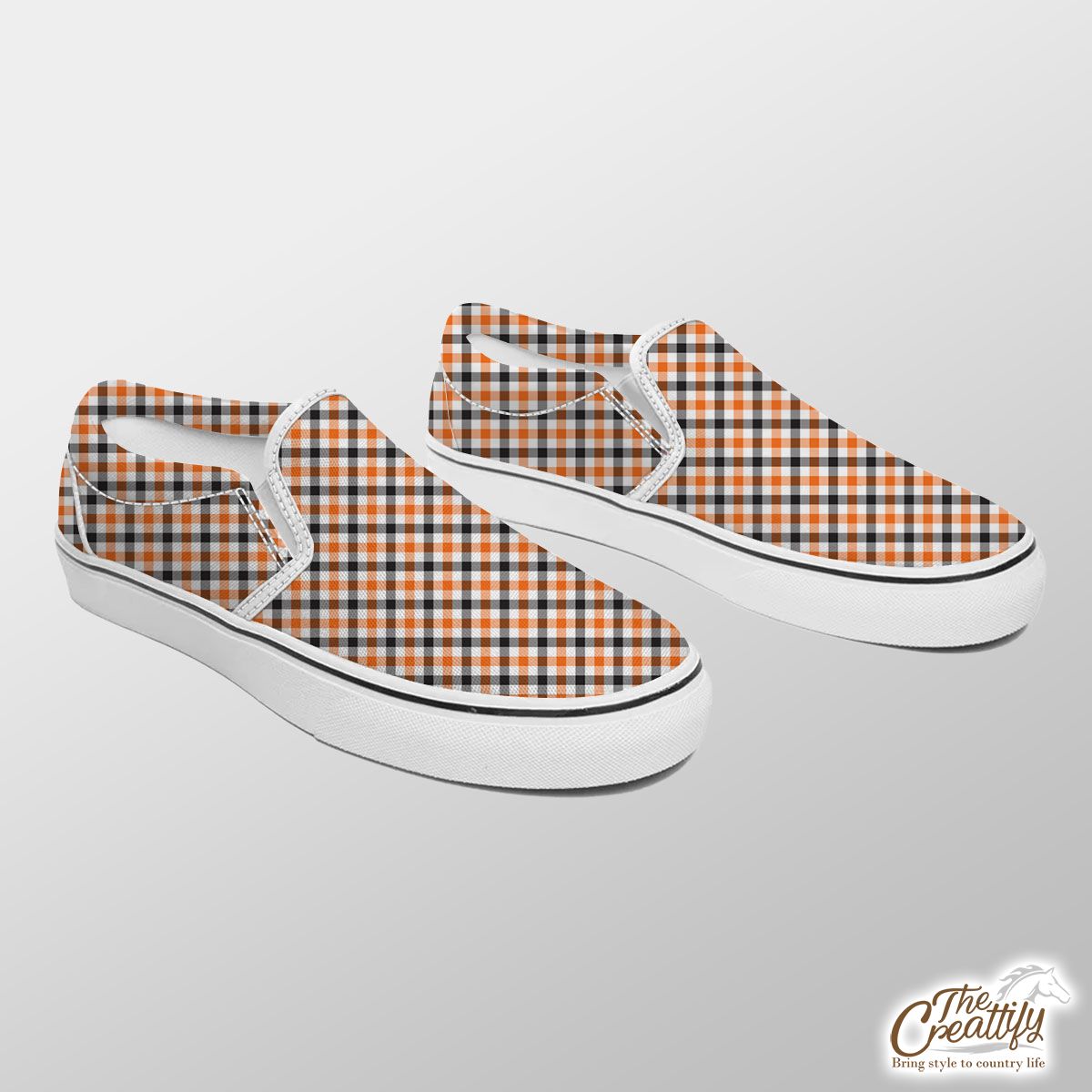 Red And Black Plaid Pattern Halloween Slip On Sneakers