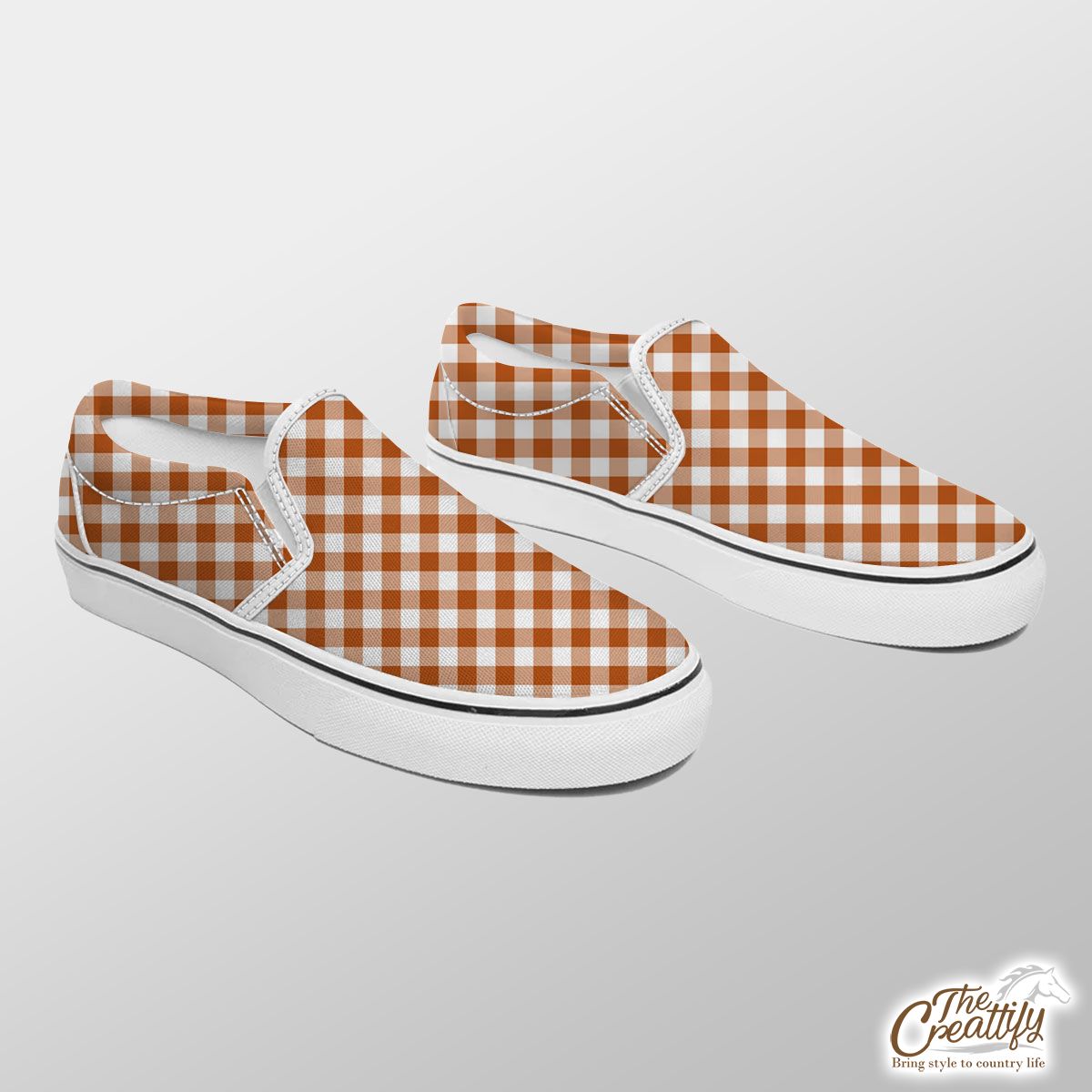 Red And White Plaid Pattern Halloween Slip On Sneakers