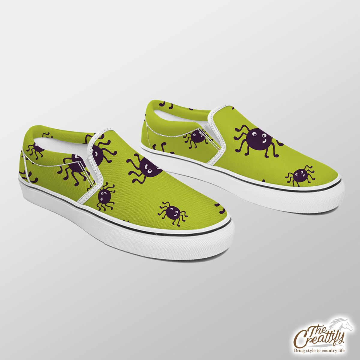Scary Halloween Spider Seamless Pattern Slip On Sneakers