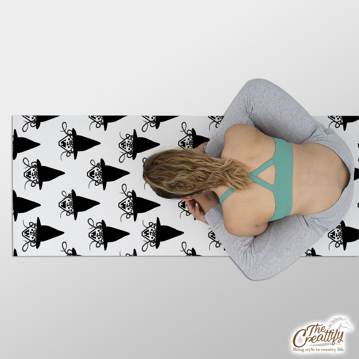 Black Halloween With On White Background Yoga Mat