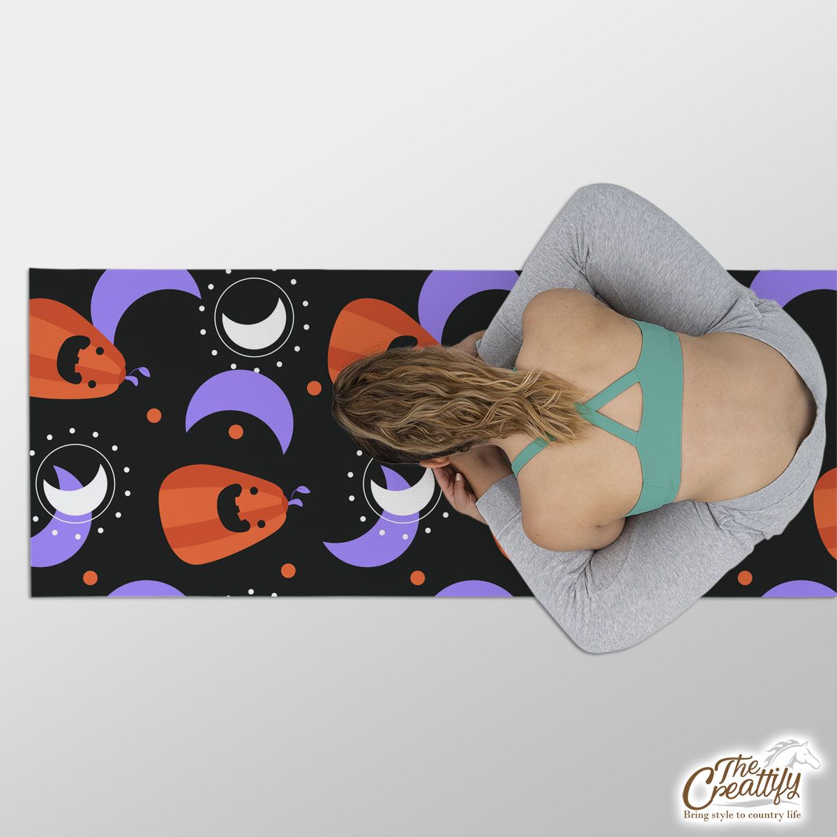 Funny Pumpkin Carving With Crescent Moon Halloween Yoga Mat