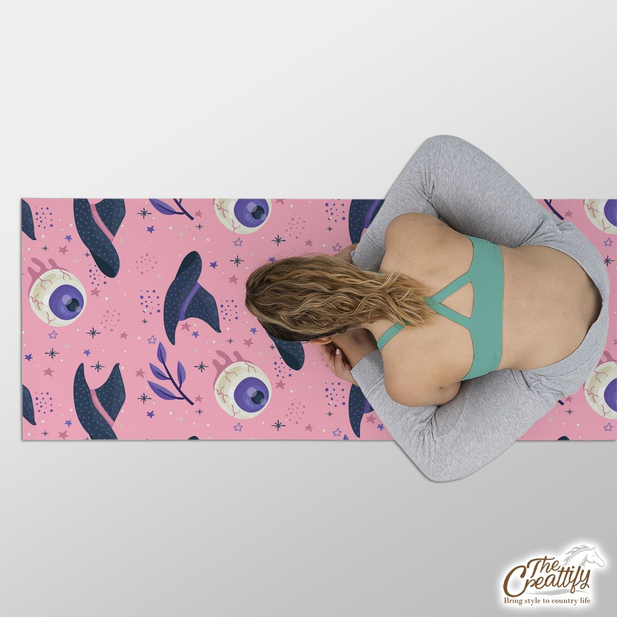 Halloween Witch Hat Halloween Eyes On The Pink Background Yoga Mat