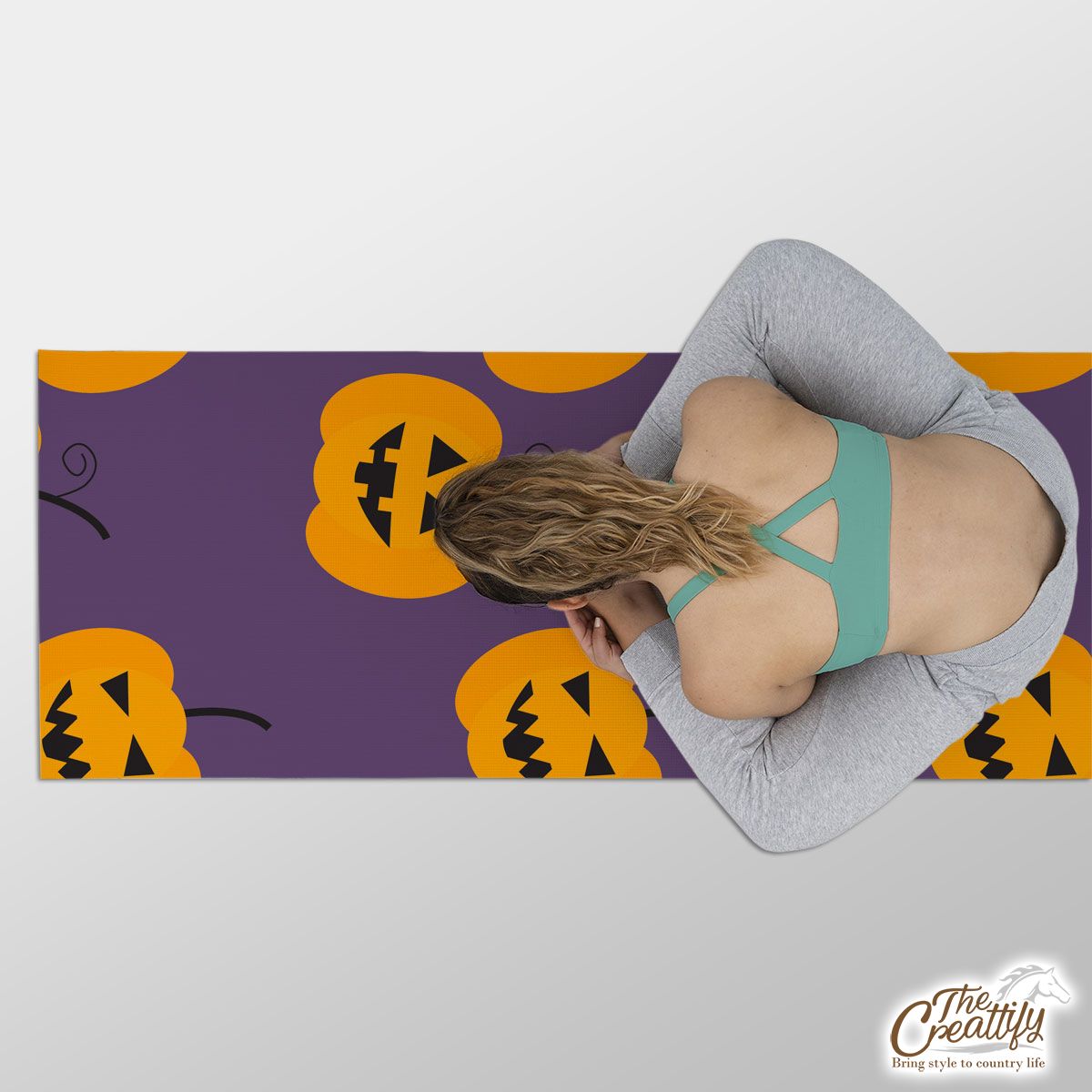Pumpkin Halloween Scary Jack O Lantern Yoga Mat