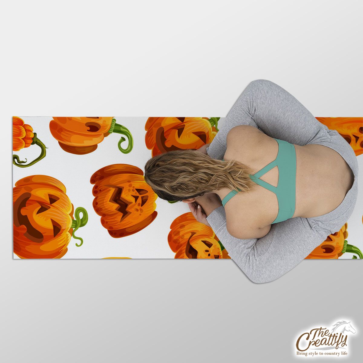 Scary Halloween Pumpkin Jack O Lantern Yoga Mat