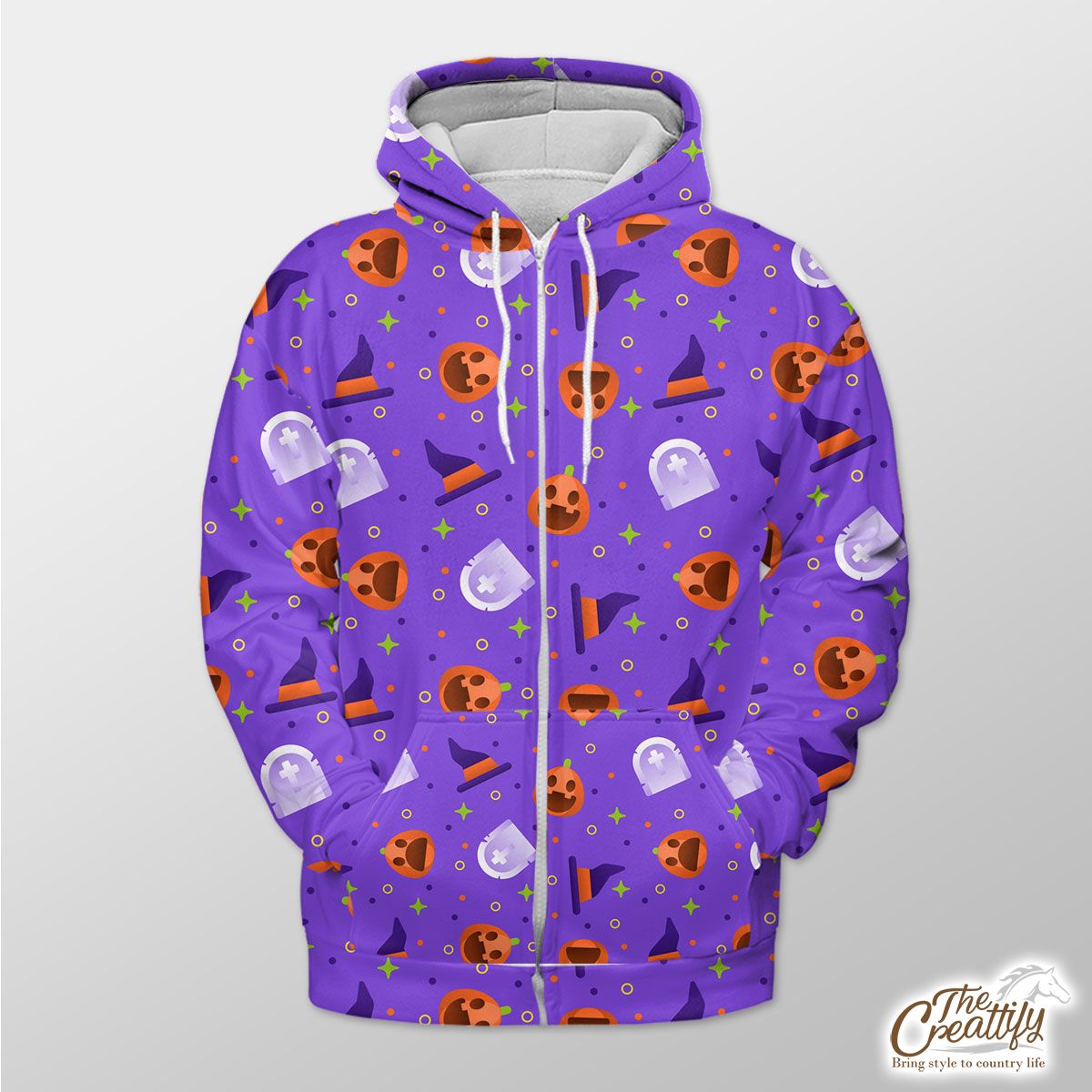 Funny Halloween Pumpkin Face, Jack O Lantern, Wicked Witches Zip Hoodie