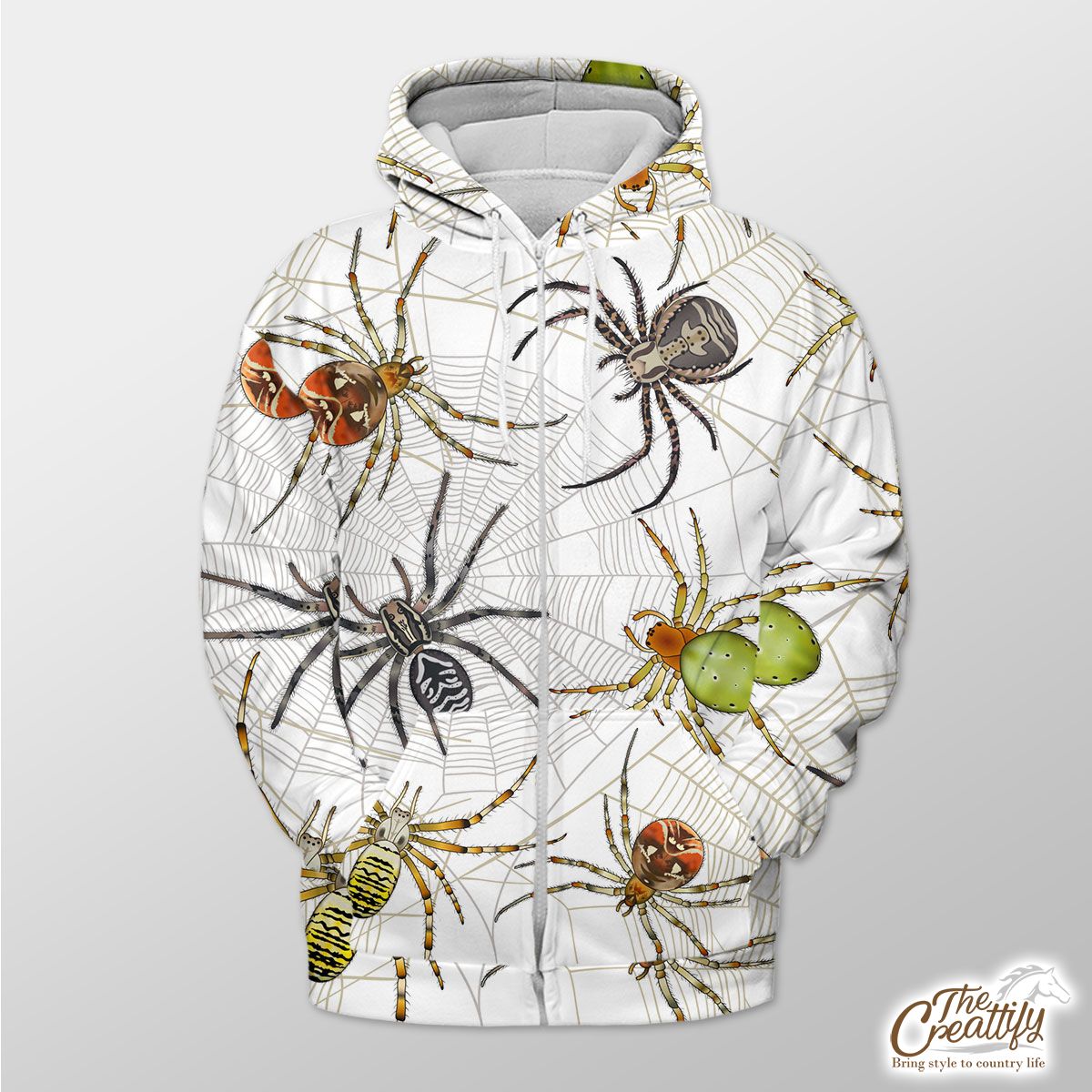 Halloween Giants Spider With Spiderweb Zip Hoodie