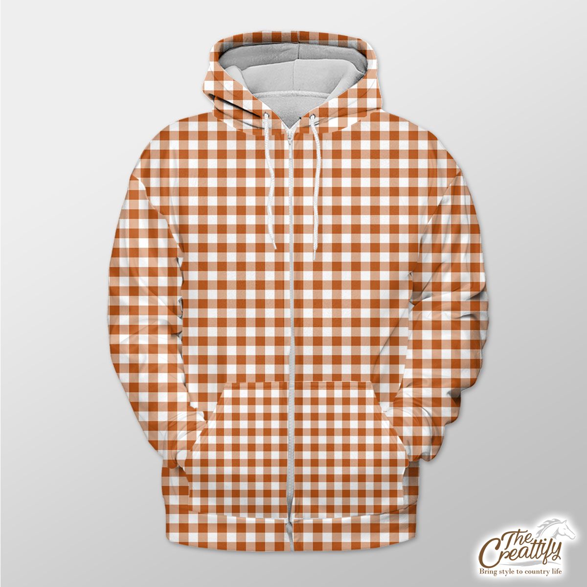 Red And White Plaid Pattern Halloween Zip Hoodie