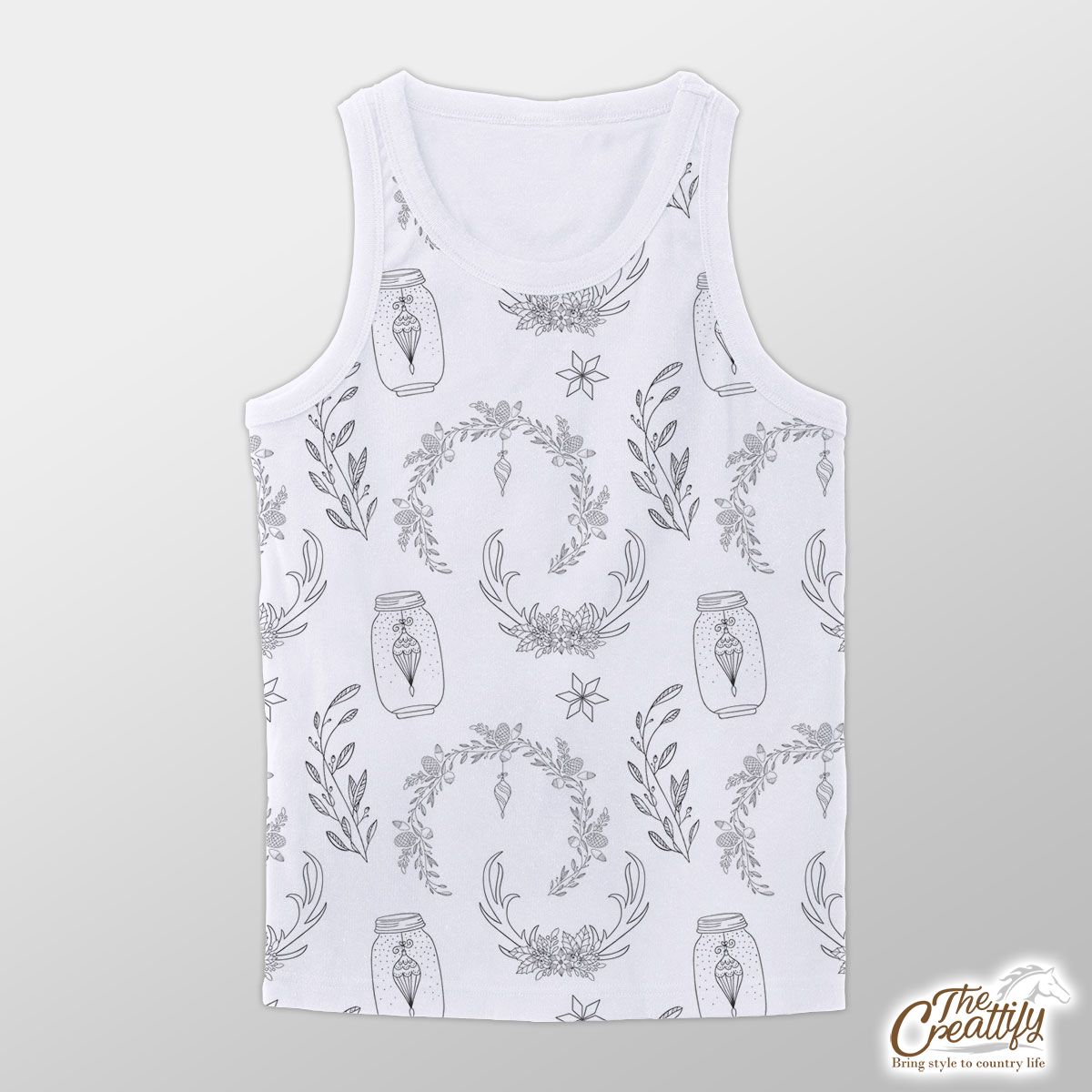 Black And White Christmas Wreath Unisex Tank Top