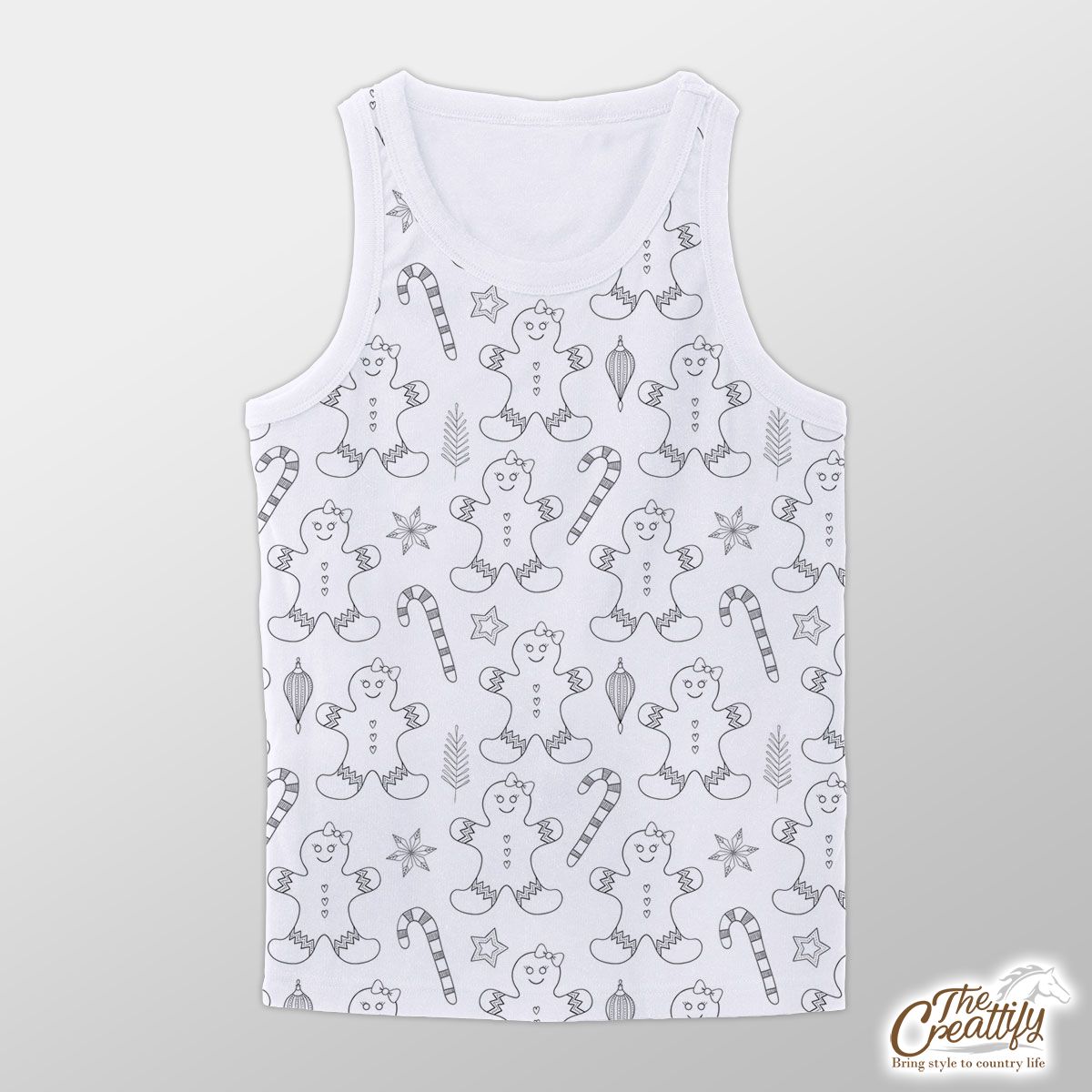 Black And White Gingerbread Man, Candy Cane And Snowflake Unisex Tank Top