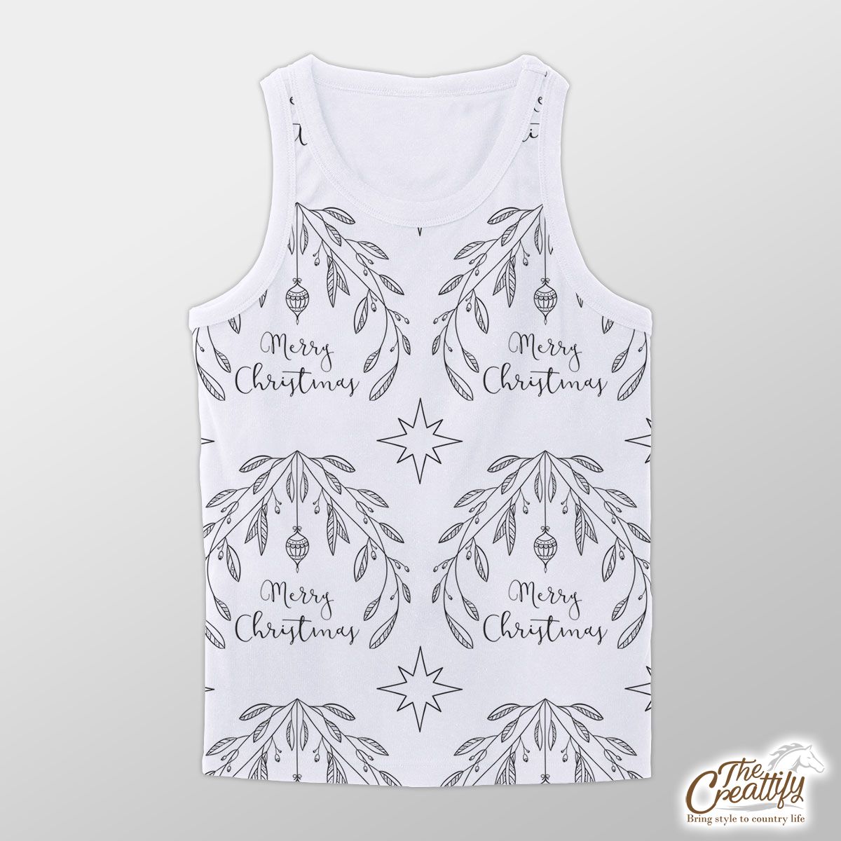 Merry Christmas With Black And White Christmas Mistletoe Unisex Tank Top