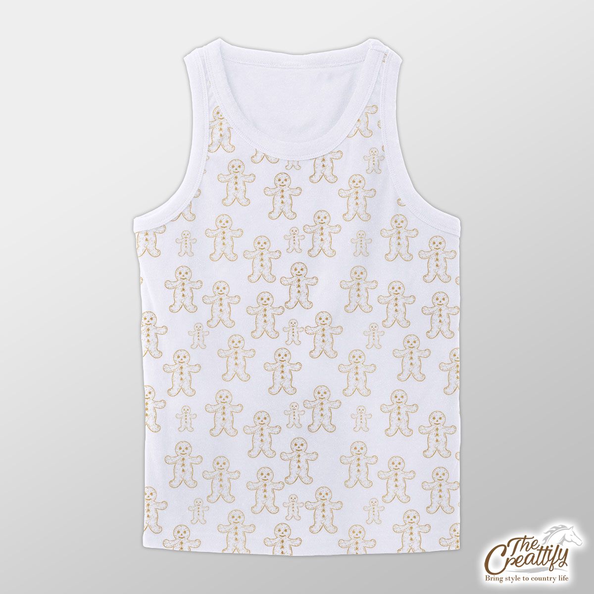 Christmas Gold Gingerbread Man On White Background Unisex Tank Top