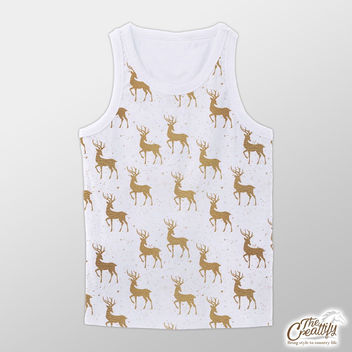 Christmas Gold Reindeer On White Background Unisex Tank Top