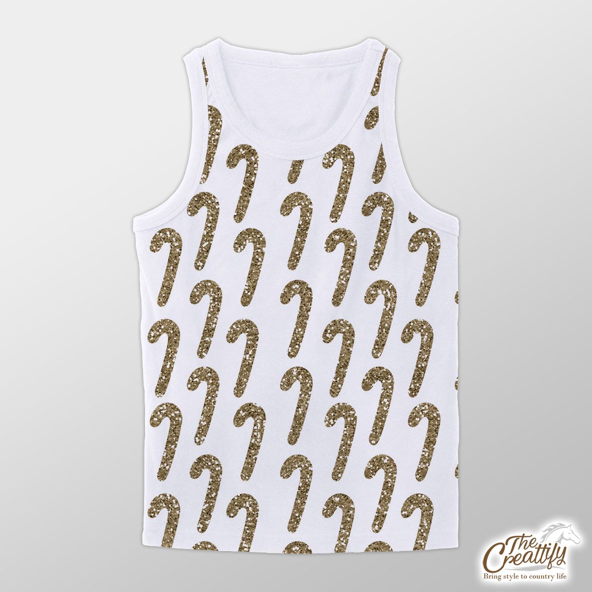 Twinkle Gold Candy Cane On White Background Unisex Tank Top