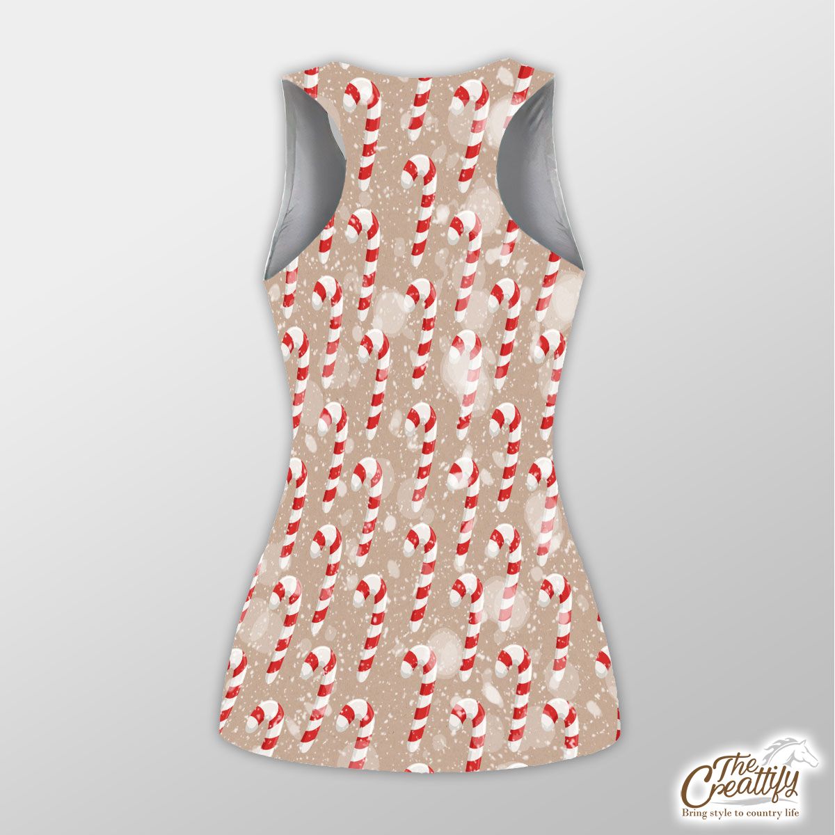 Christmas Candy Cane On Snowflake Background Hollow Tanktop