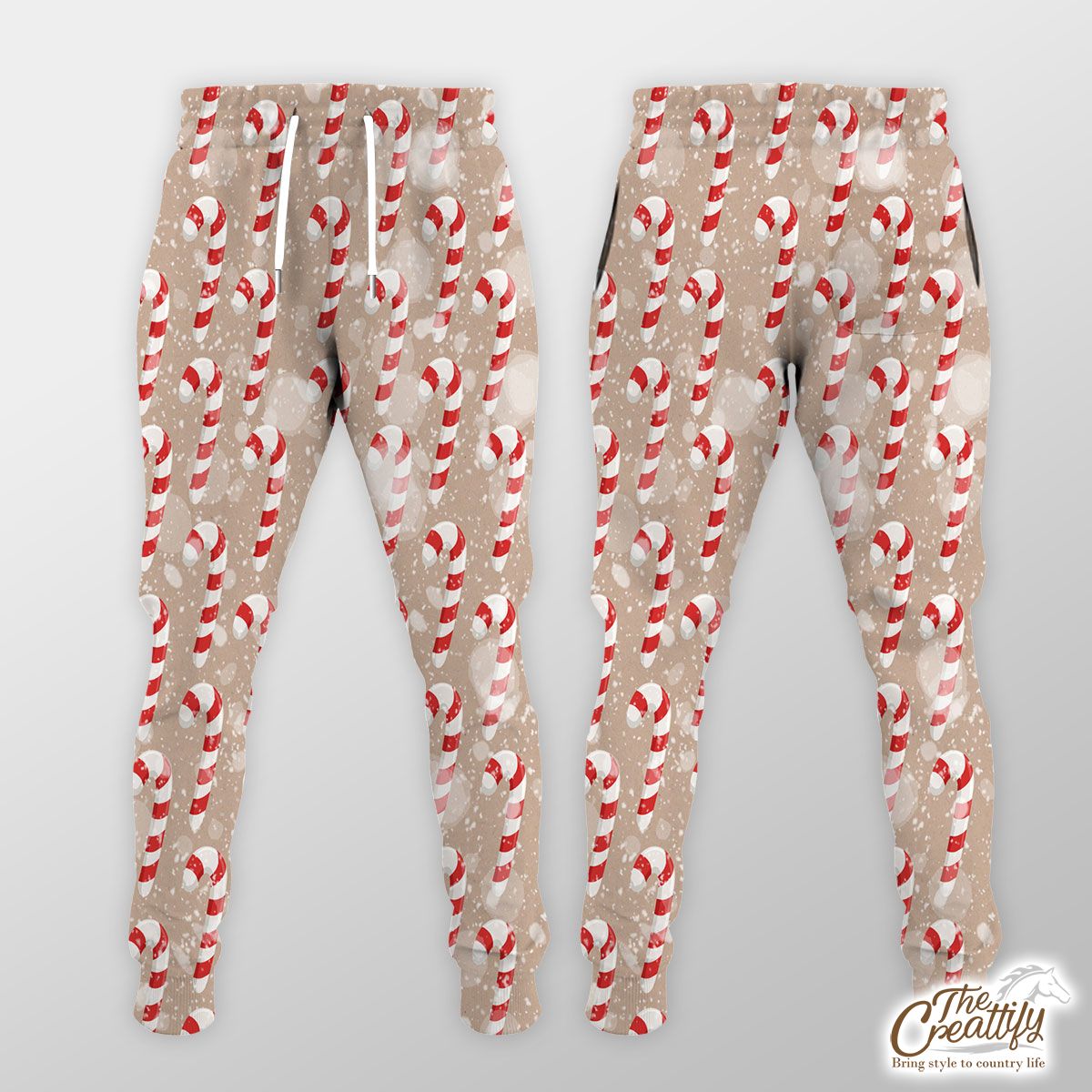 Christmas Candy Cane On Snowflake Background Jogger Pant