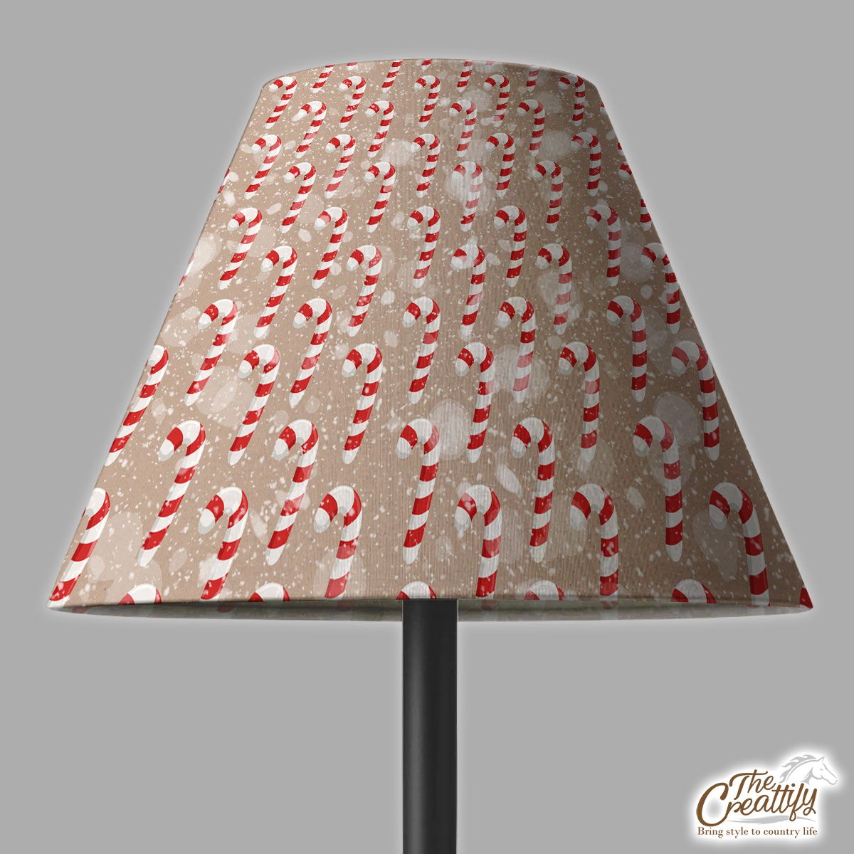 Christmas Candy Cane On Snowflake Background Lamp Cover