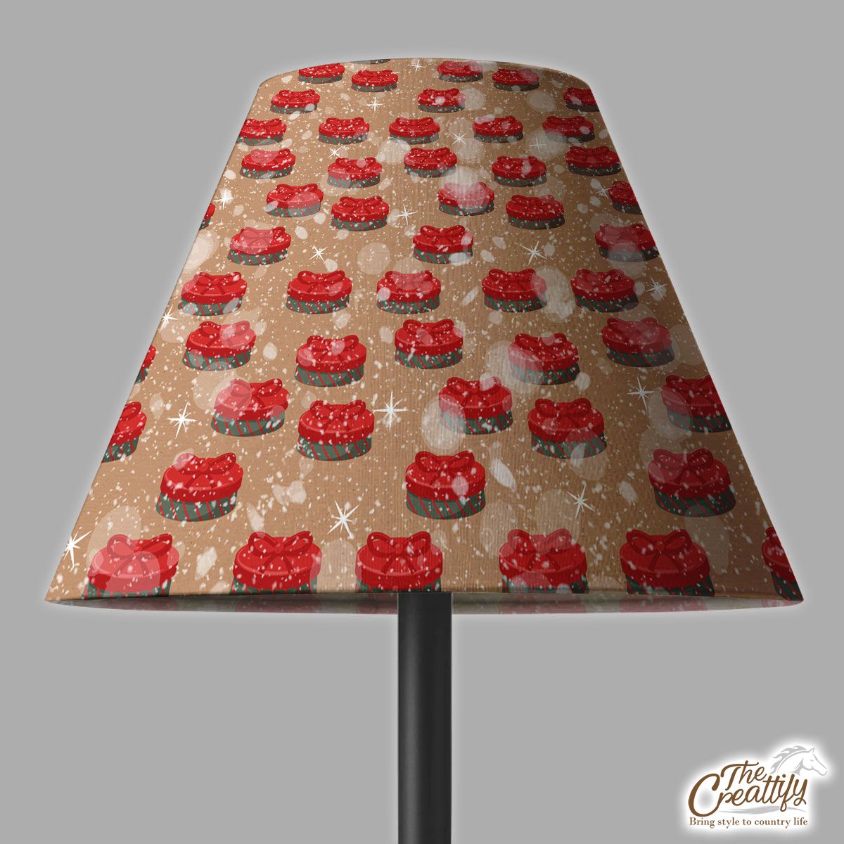Christmas Gift On Snowflake Background Lamp Cover