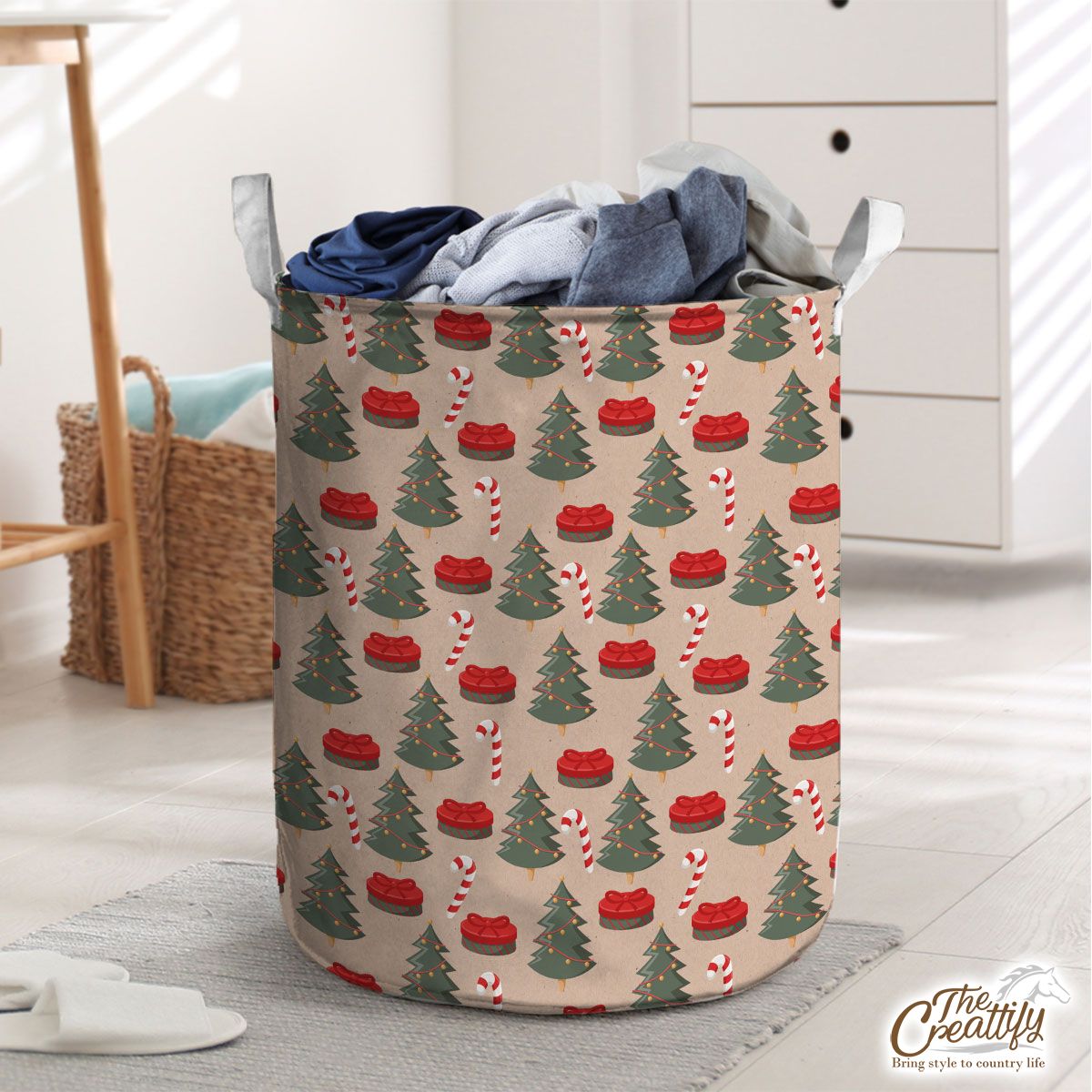 Christmas Tree, Christmas Gift, Candy Cane Laundry Basket