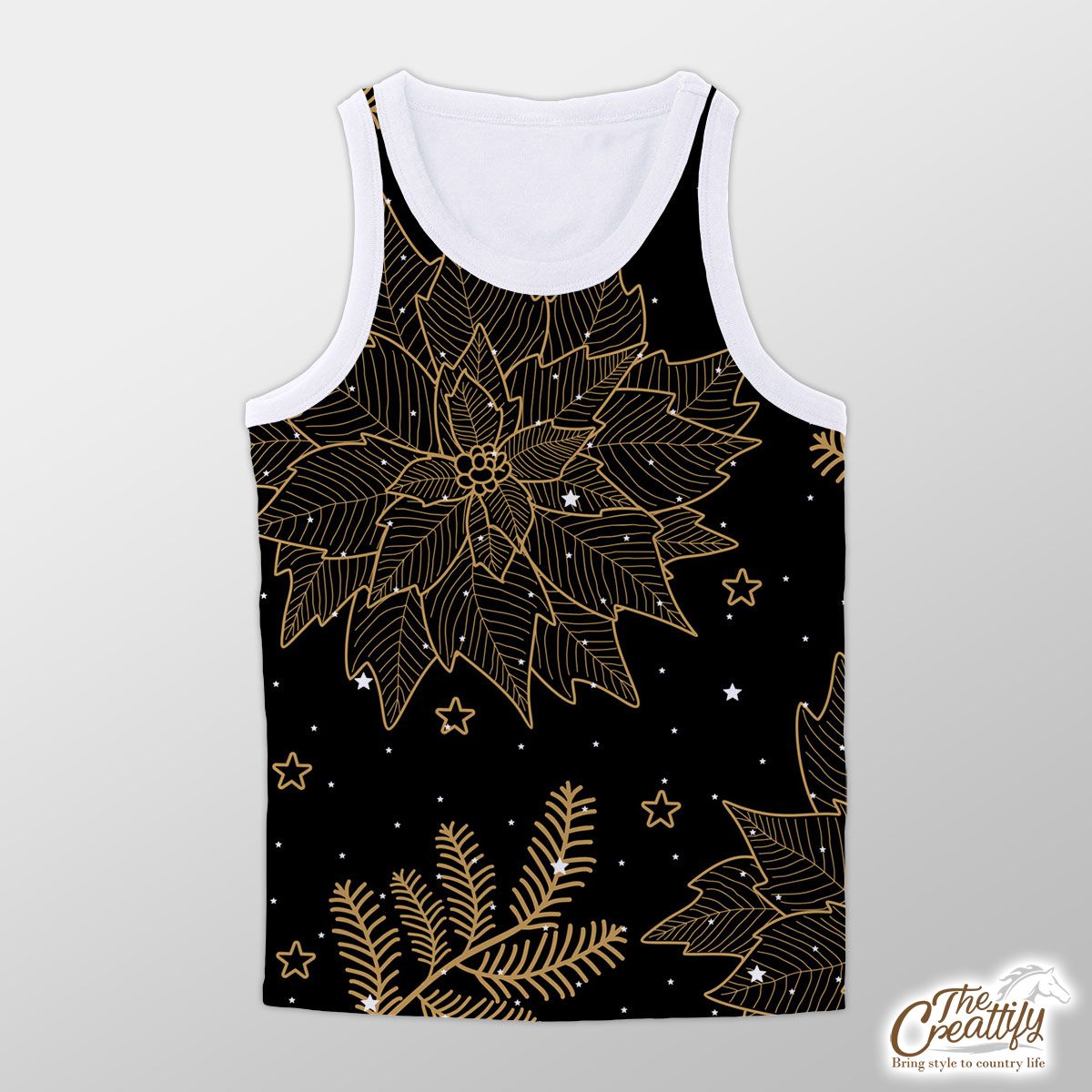Gold And Black Christmas Tree Branch Unisex Tank Top