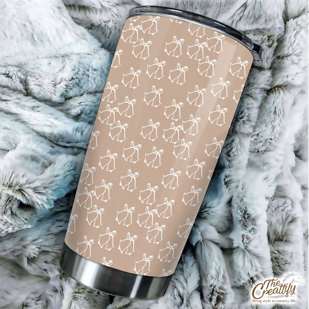 White Christmas Bell On Beige Nude Background Tumbler