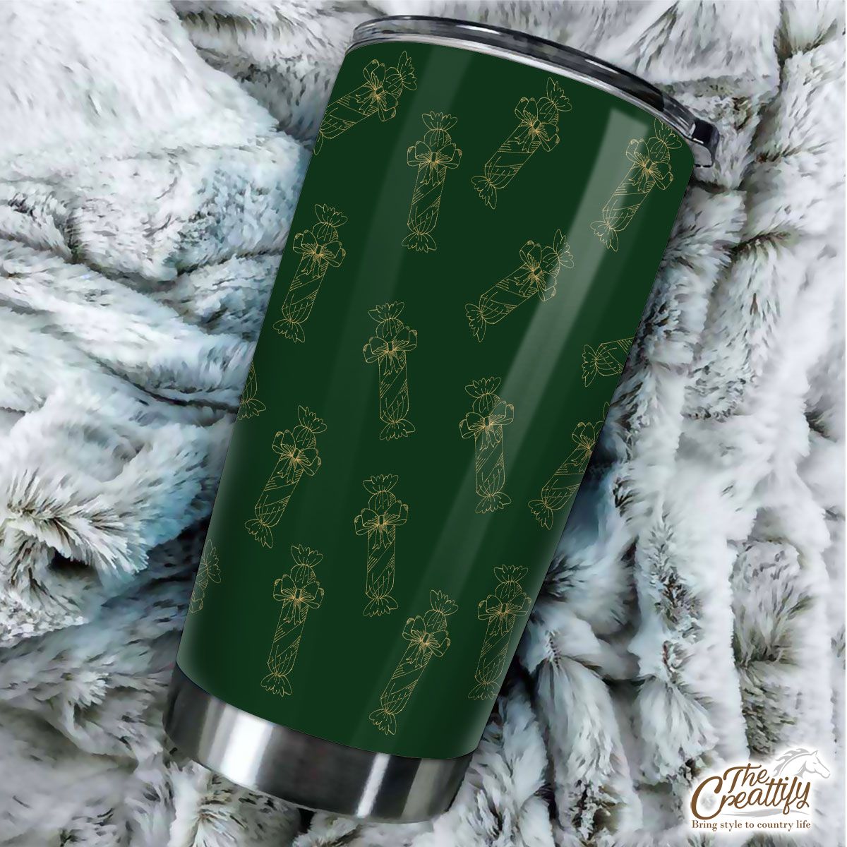 Gold And Green Christmas Candy Tumbler