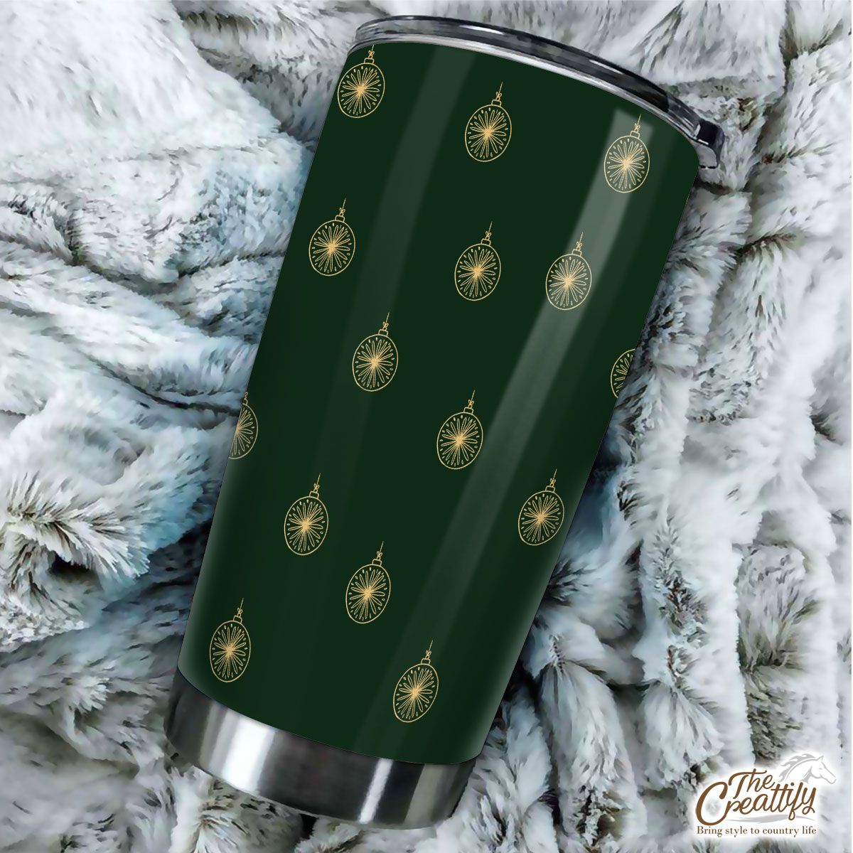 Gold And Green Christmas Ornament Tumbler