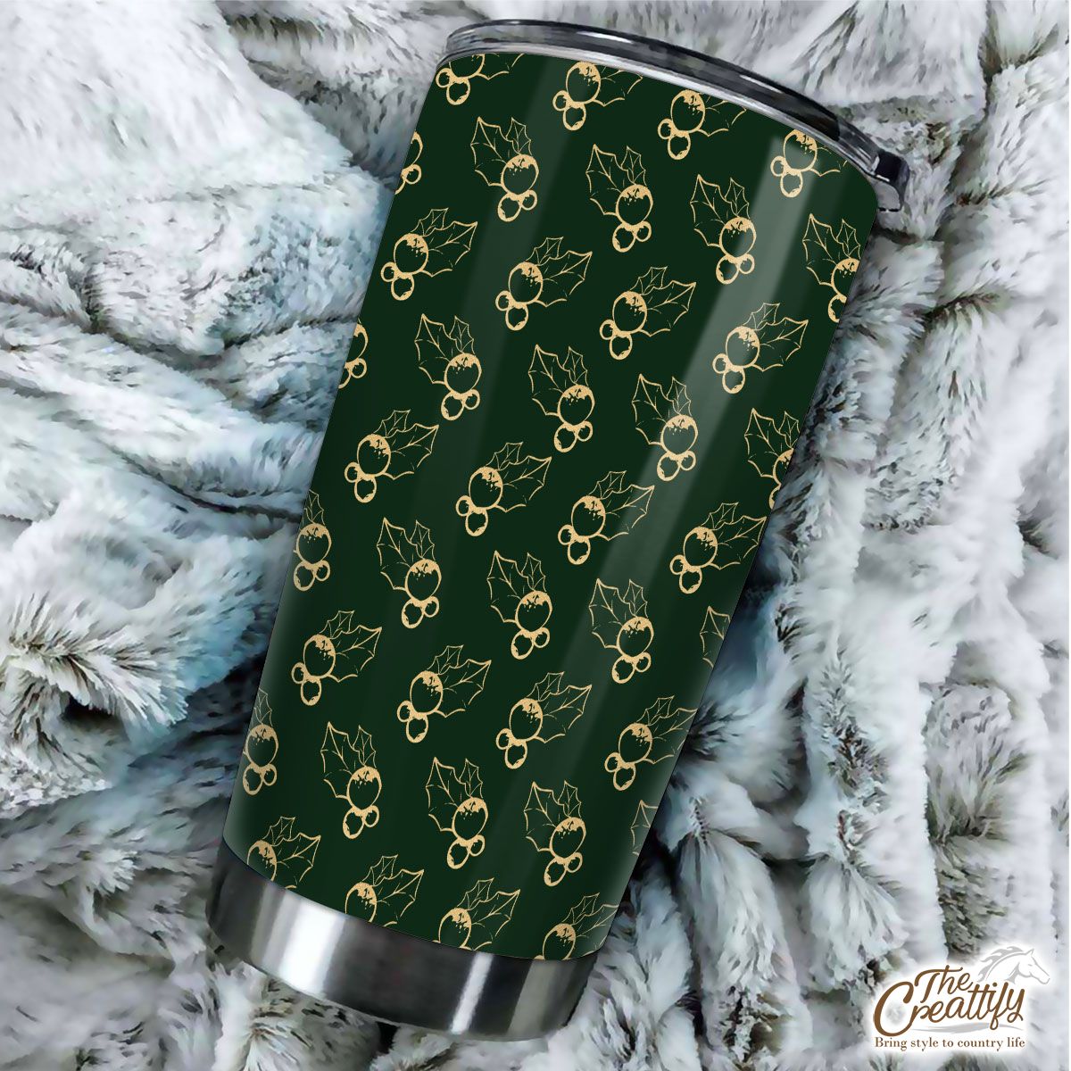 Gold And Green Holly Leaf Tumbler