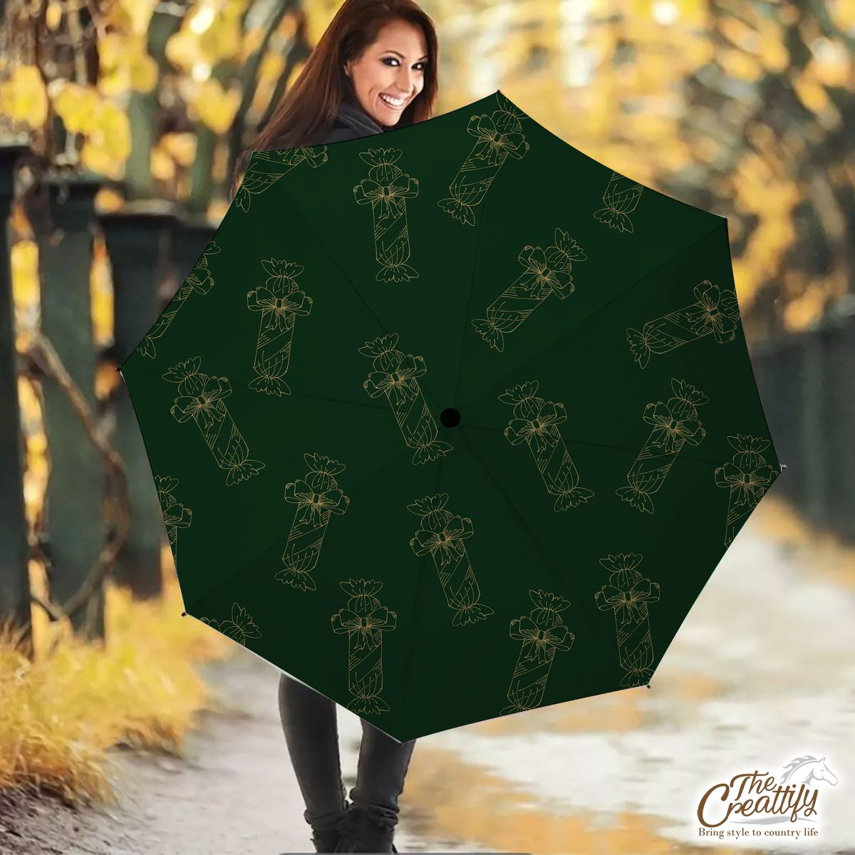 Gold And Green Christmas Candy Umbrella