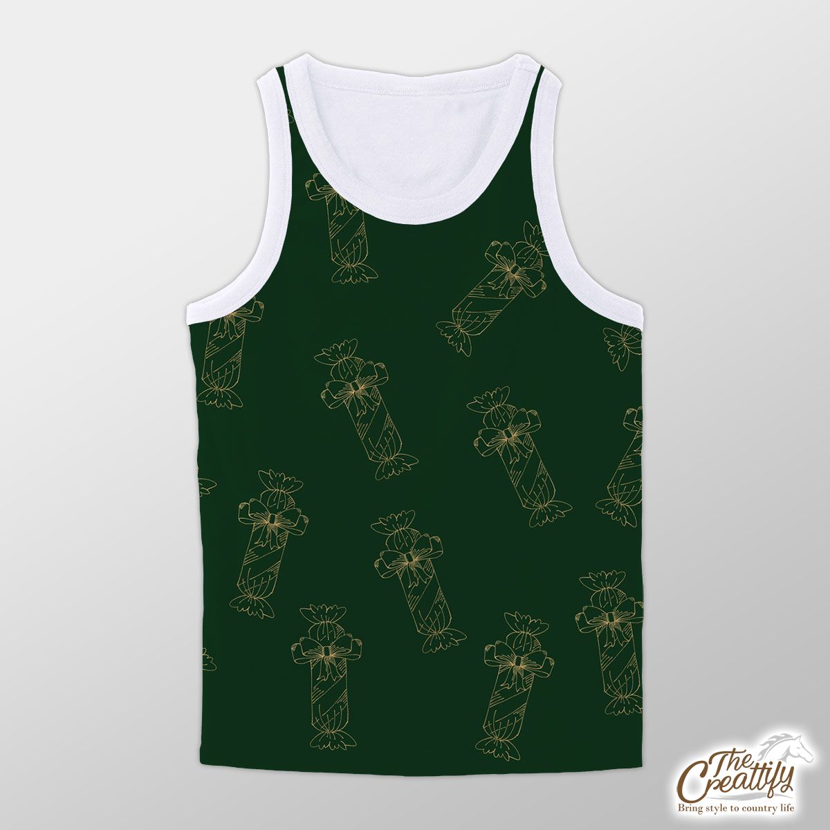Gold And Green Christmas Candy Unisex Tank Top