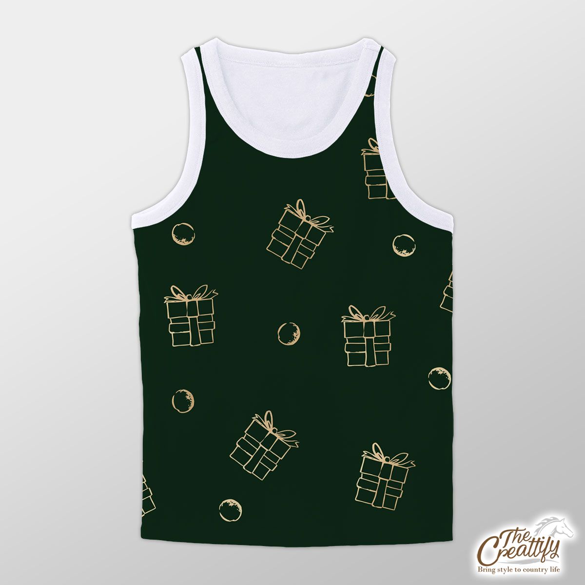 Gold And Green Christmas Gift Unisex Tank Top