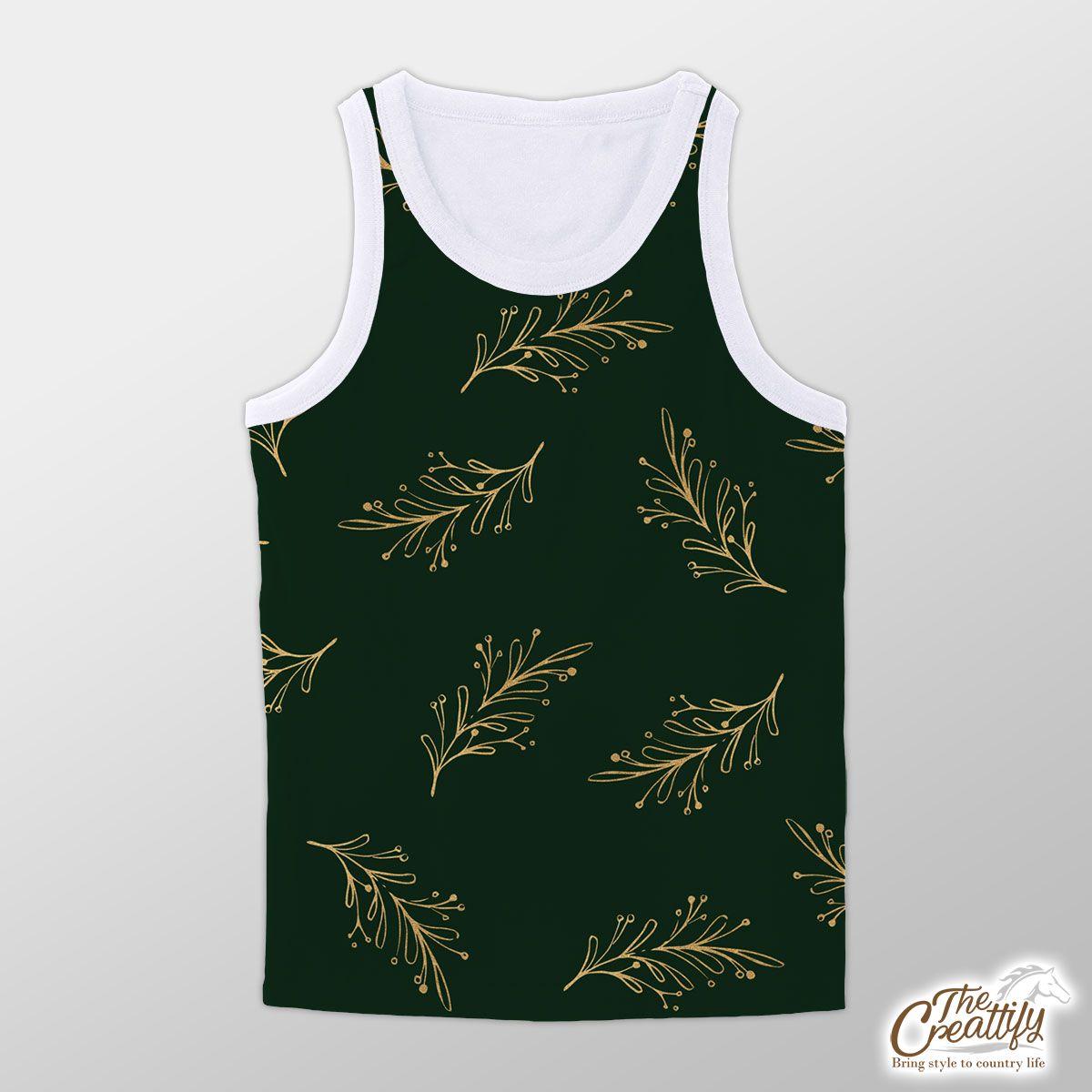 Gold And Green Christmas Tree Branch Unisex Tank Top