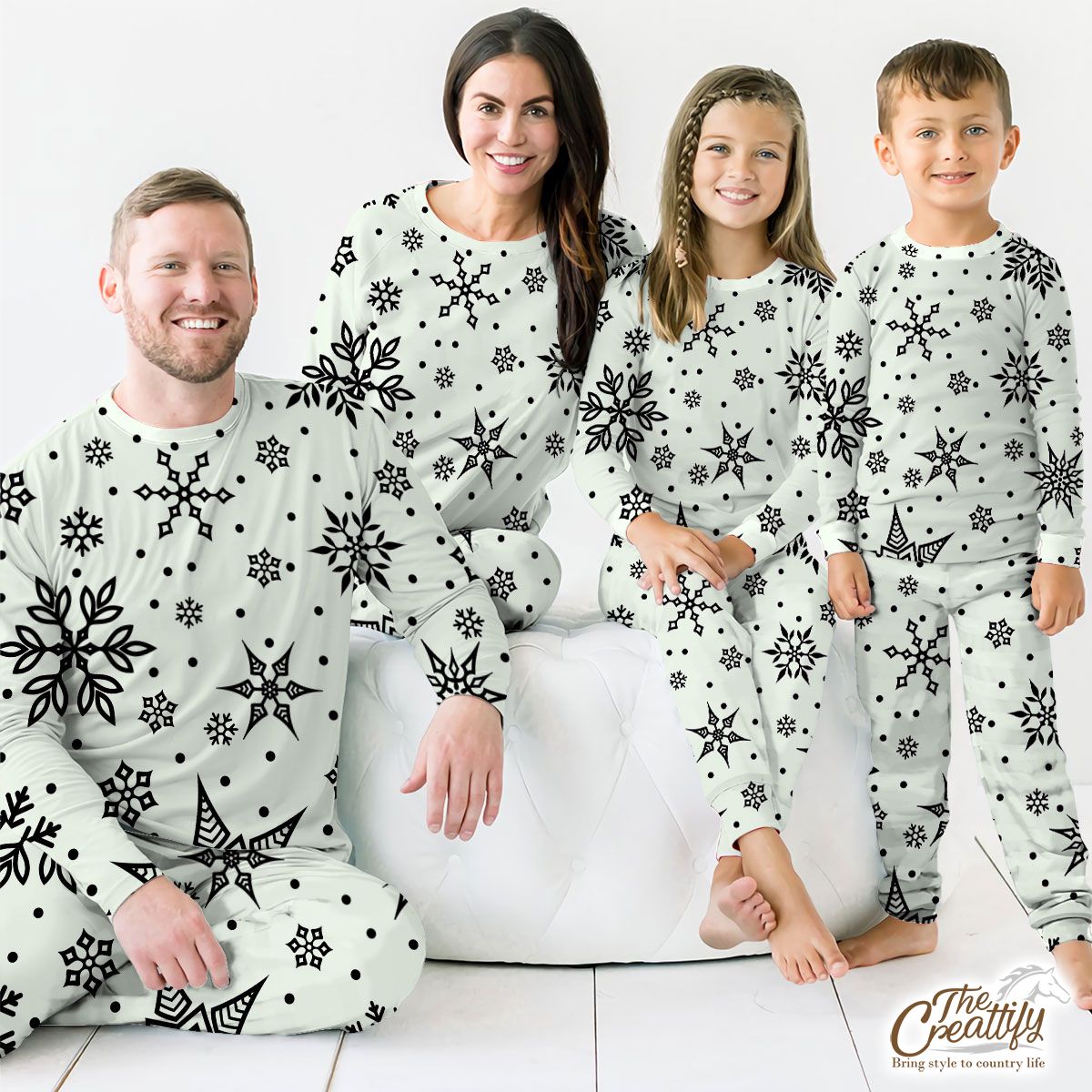 Black And White Snowflake Christmas Pajamas